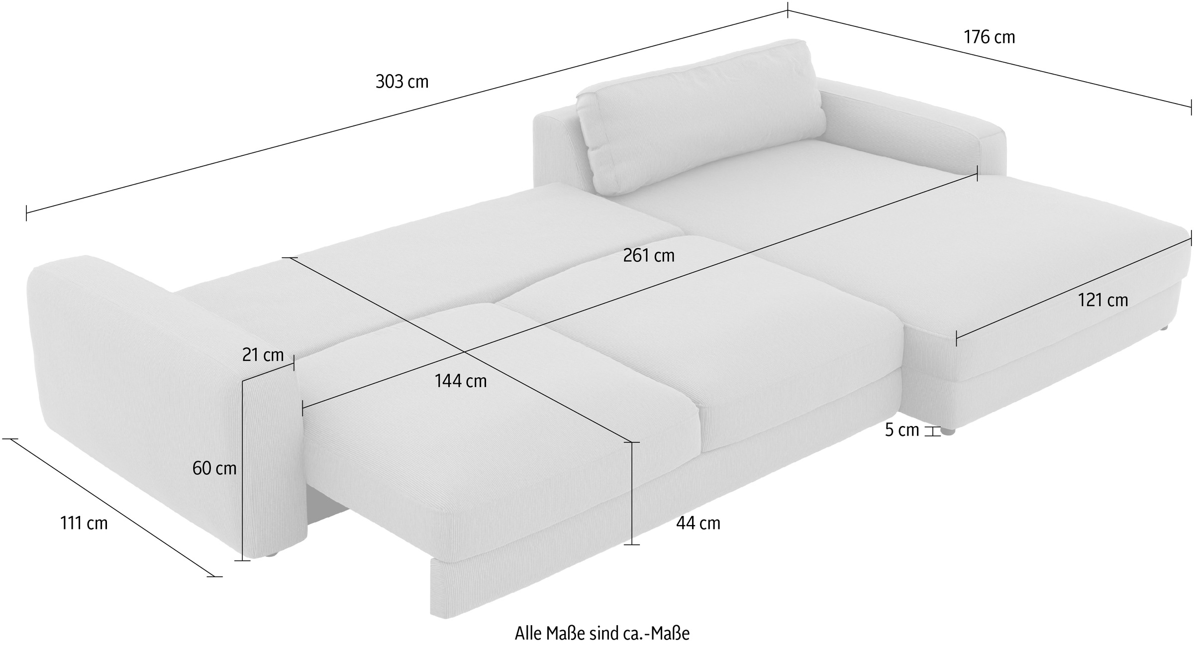 Places of Style Ecksofa »Bloomfield, bequem und elegant, OTTOs Choice, L-Form«, wahlweise mit Bettfunktion und Bettkasten