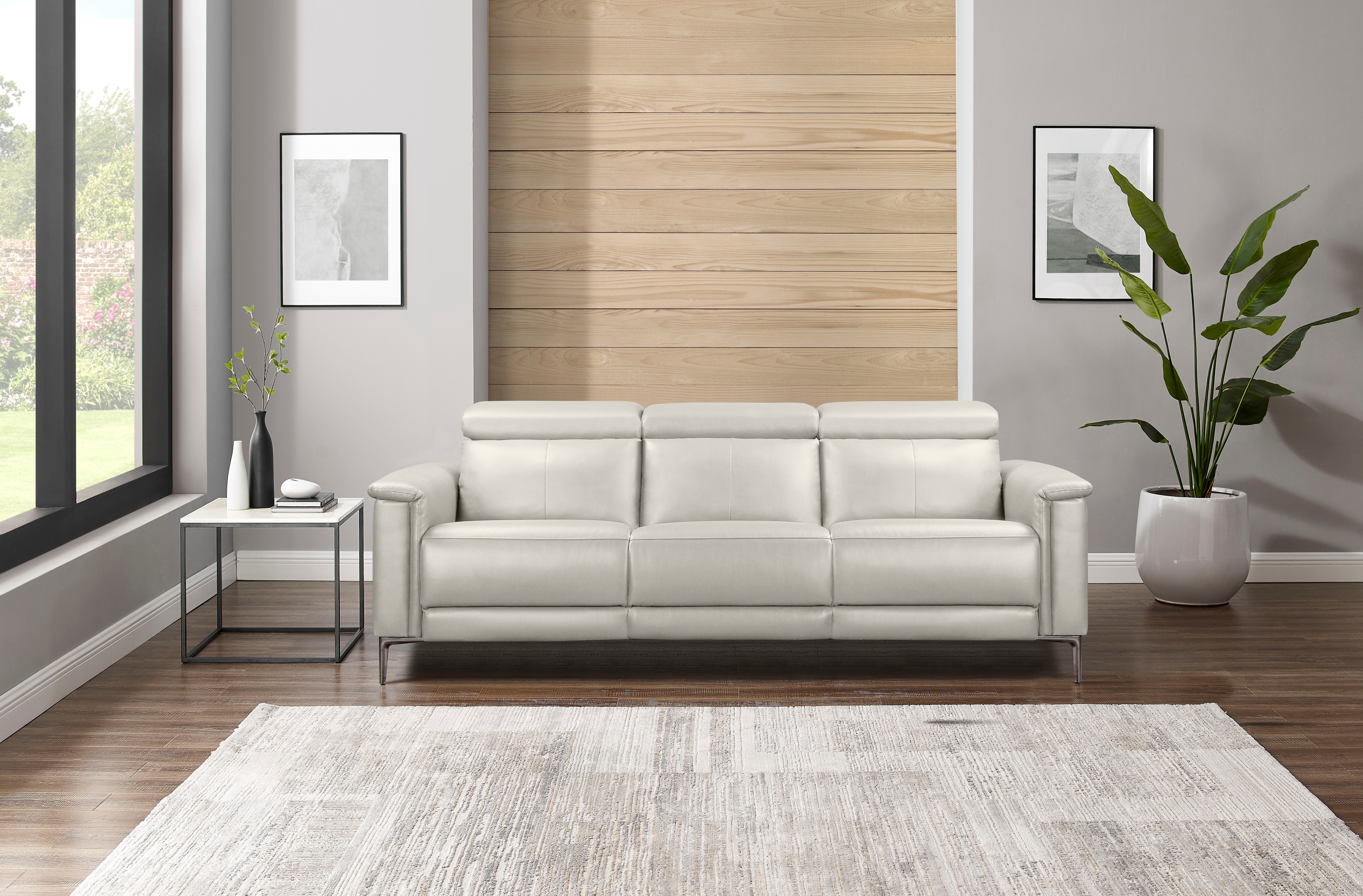 OTTO home 3-Sitzer "LUND,Naturleder, 222 cm, man. o. elektr. Relaxfunktion in 2 Sitzen" (links/rechts), USB-A bei elektrischer Ausführung, Kopfteilverstellung