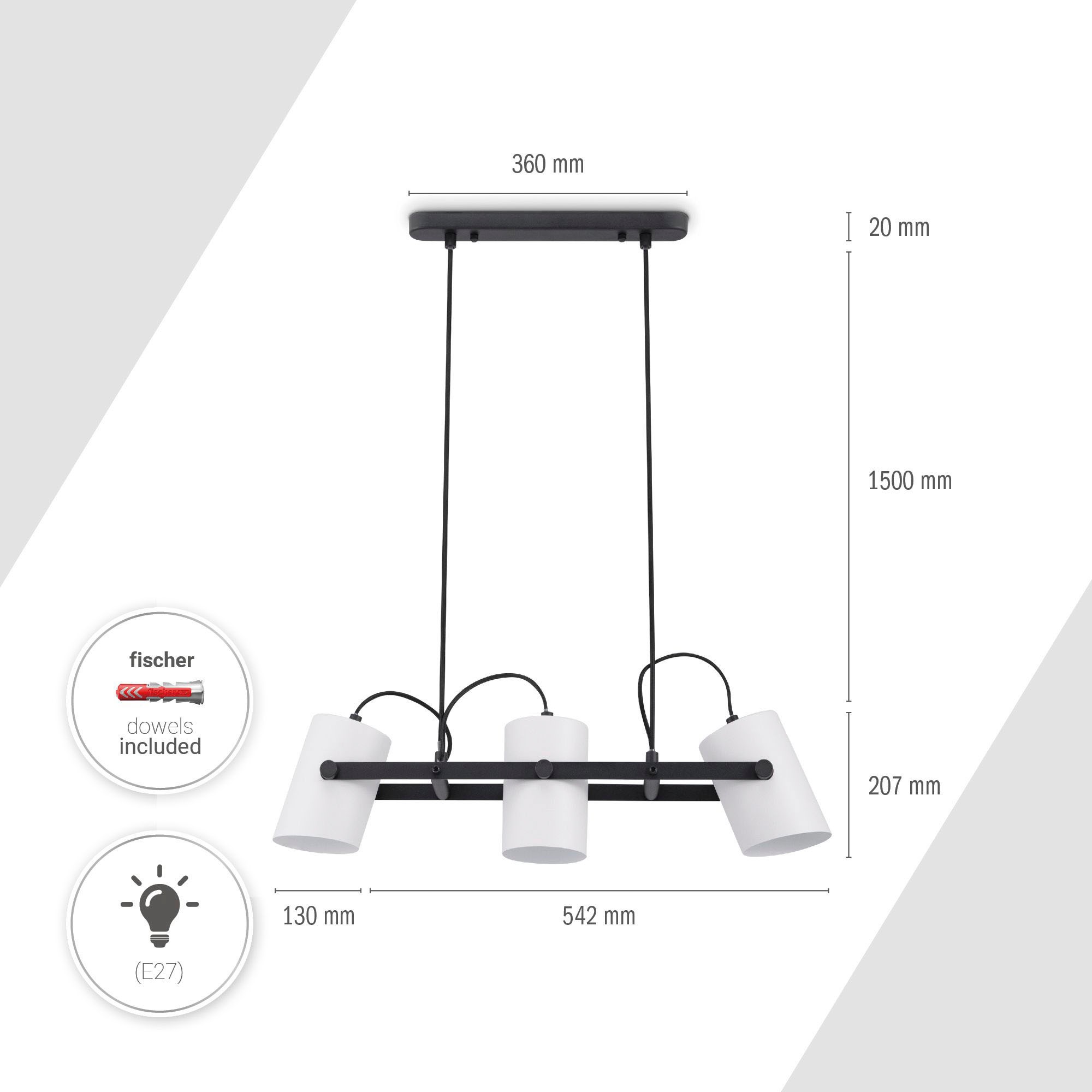 Paco Home Pendelleuchte »KARL« E27 mit kompatiblen Dimmer und Leuchtmittel