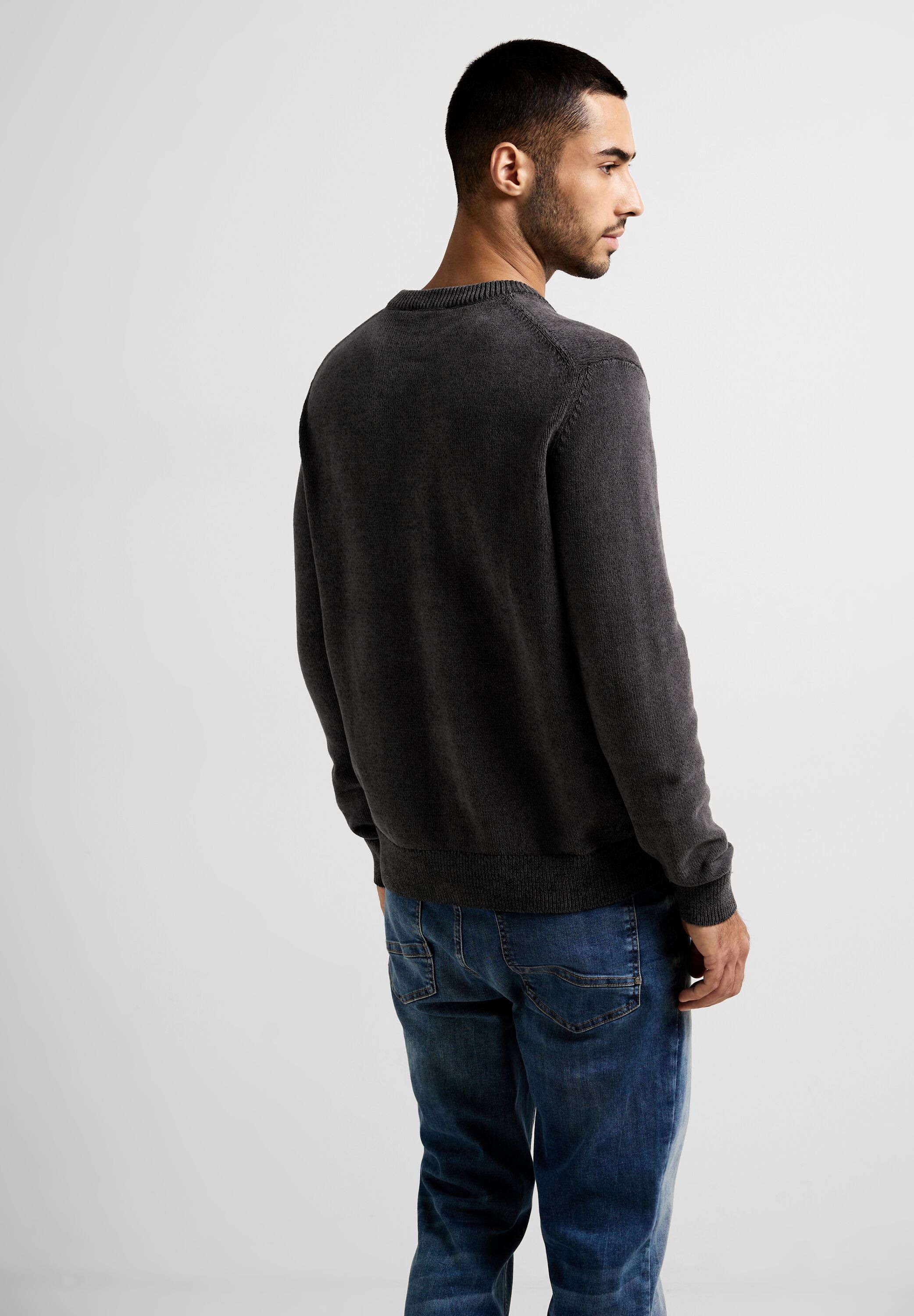 STREET ONE MEN Strickpullover, mit Rundhalsausschnitt