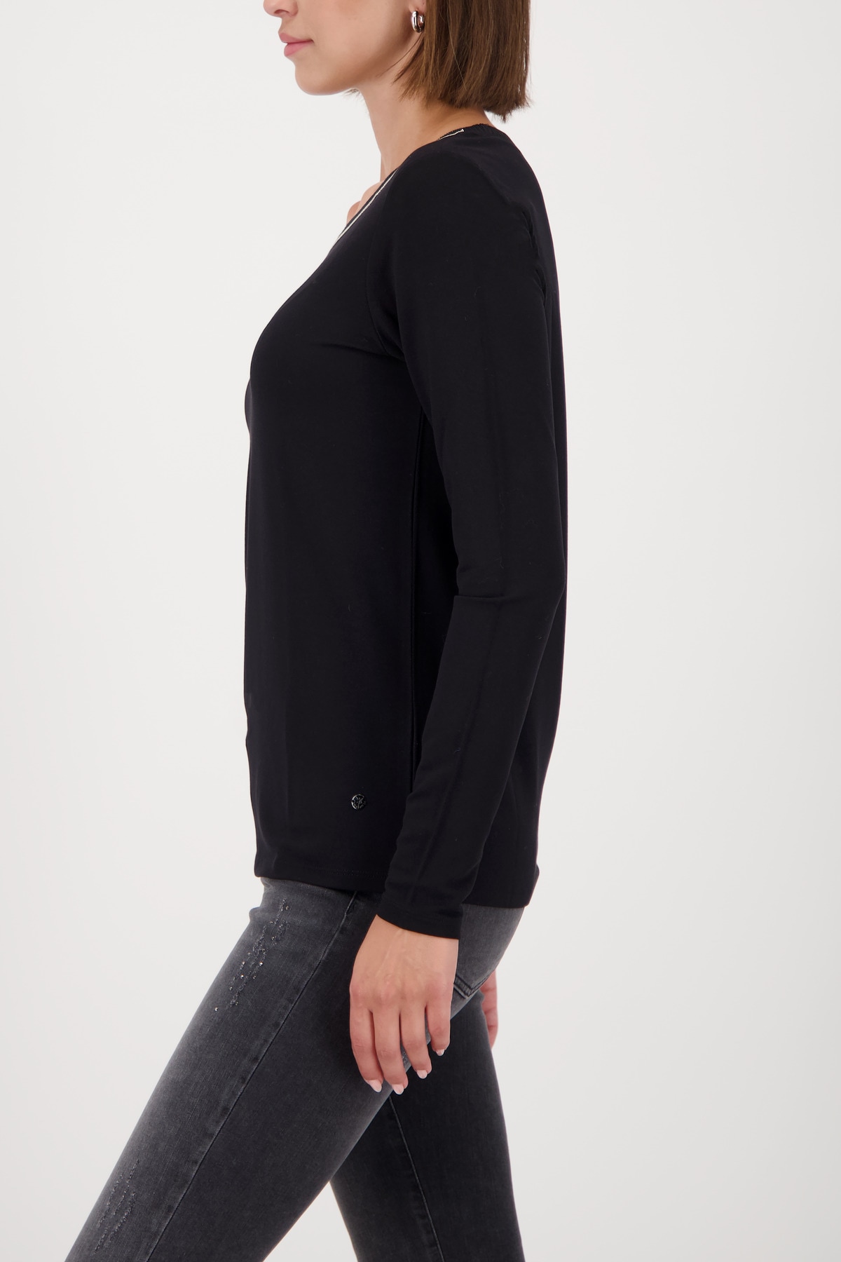 Monari Langarmshirt »Shirt Basic Schmuck Kette« Regular fit mit Rundhalsausschnitt