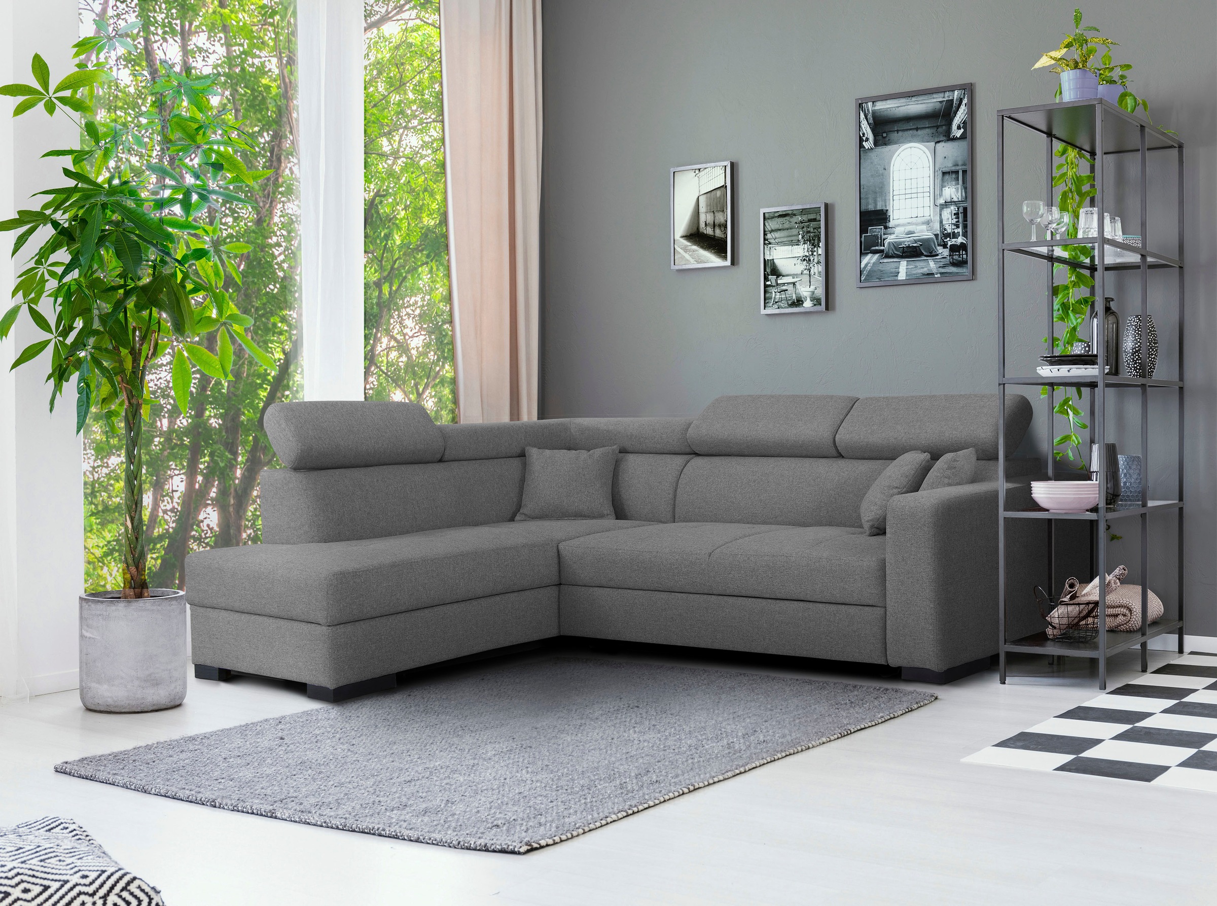 Home affaire Ecksofa »Tulio L-Form«, wahlweise mit Bettfunktion und Bettkasten, incl. 3 Zierkissen