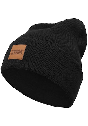 Beanie »Urban Classics Unisex Synthetic Leatherpatch Long Beanie«, (1 St.)