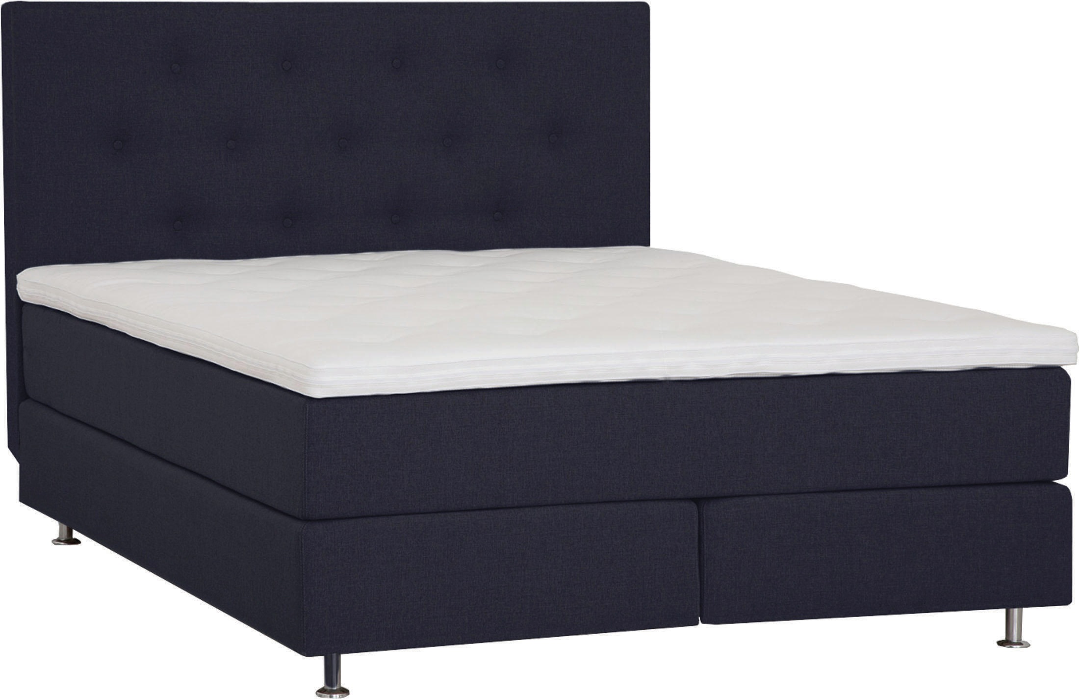 Boxspringbett HOME AFFAIRE "Nordica", blau (dunkelblau), B:160cm L:208cm, Struktur (100% Polyester), Komplettbetten, Boxspringbett, inkl. Topper, auch in Überlänge 200/220 cm 2