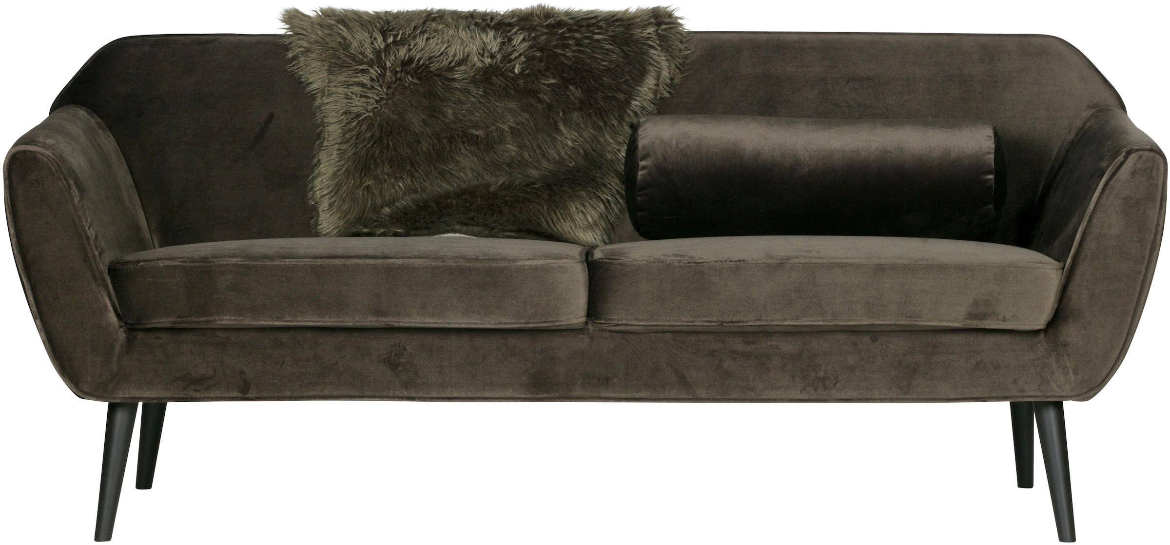 WOOOD 2,5-Sitzer "Rocco Velvet-Bezug mit Buchenholzbeinen, H 75 x B 187 x D 82 cm" Maximale Verschleißfestigkeit, mittlere Sitzhöhe, Pfleiglicht