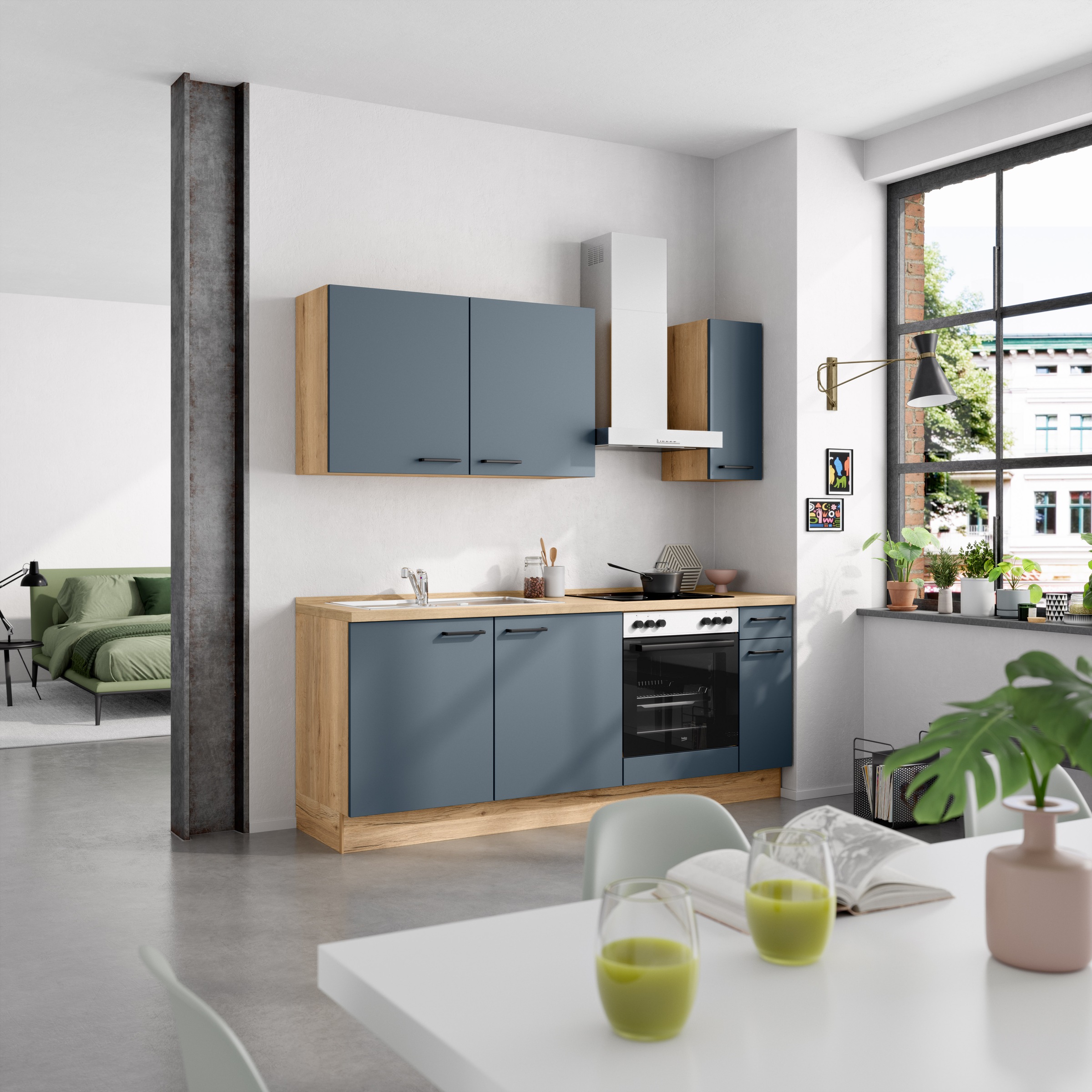 nobilia® Küchenzeile »"Easytouch I"«, vormontiert, Ausrichtung wählbar, Breite 210 cm, wahlw. mit E-Geräten