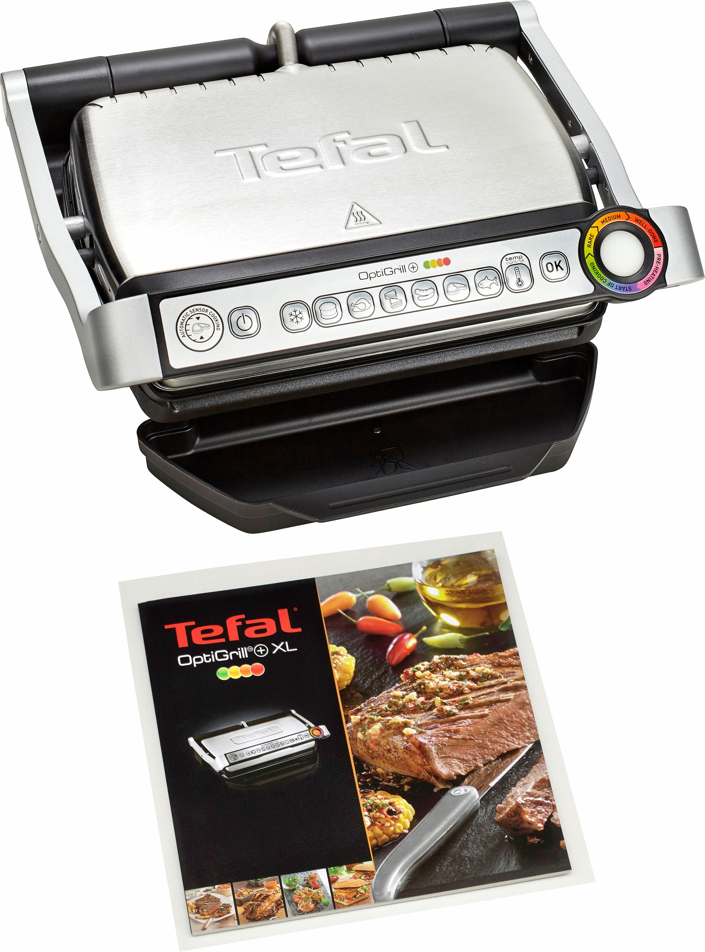 Tefal Kontaktgrill »GC712D OptiGrill+«, 2000 W, 6 Grillprogramme, passt Temperatur + Grillzyklus ans Grillgut an