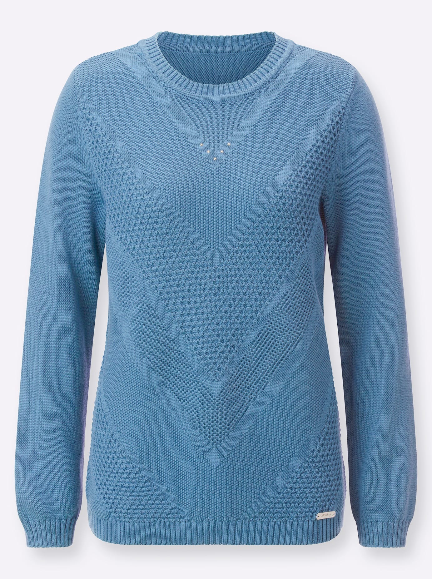 Strickpullover CASUAL LOOKS "Pullover", Damen, Gr. 38, blau (mittelblau), 50% Baumwolle, 50% Polyacryl, unifarben, Pullover Strickpullover 3