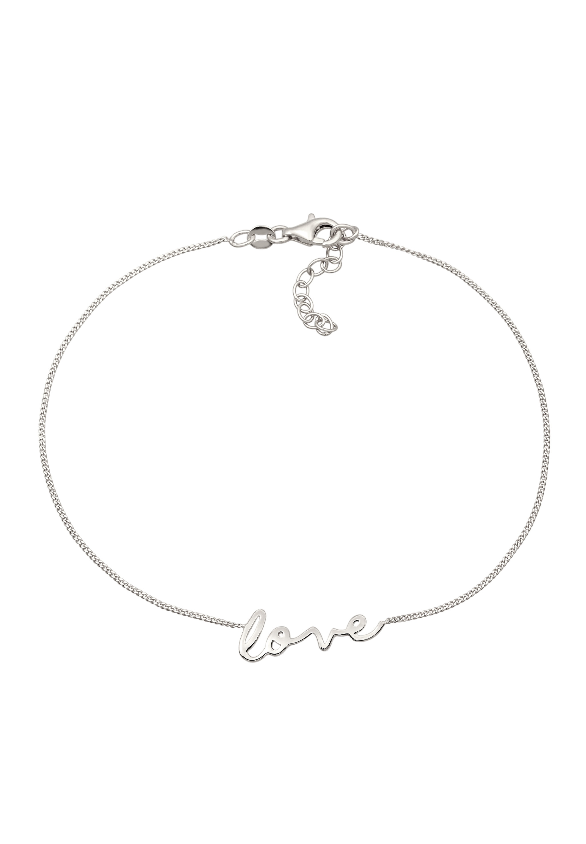 Elli Fußkette »Fußschmuck Fußkettchen Schriftzug Love 925 Sterling Silber«