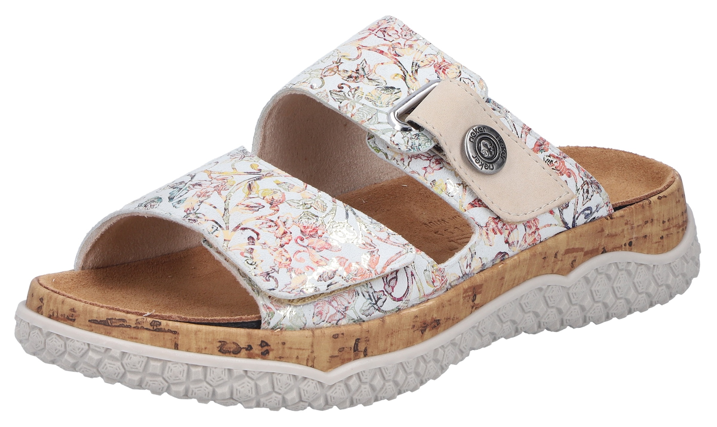 Rieker Sommerschuh, Schlupfschuh, Hausschuh mit Klettriemchen