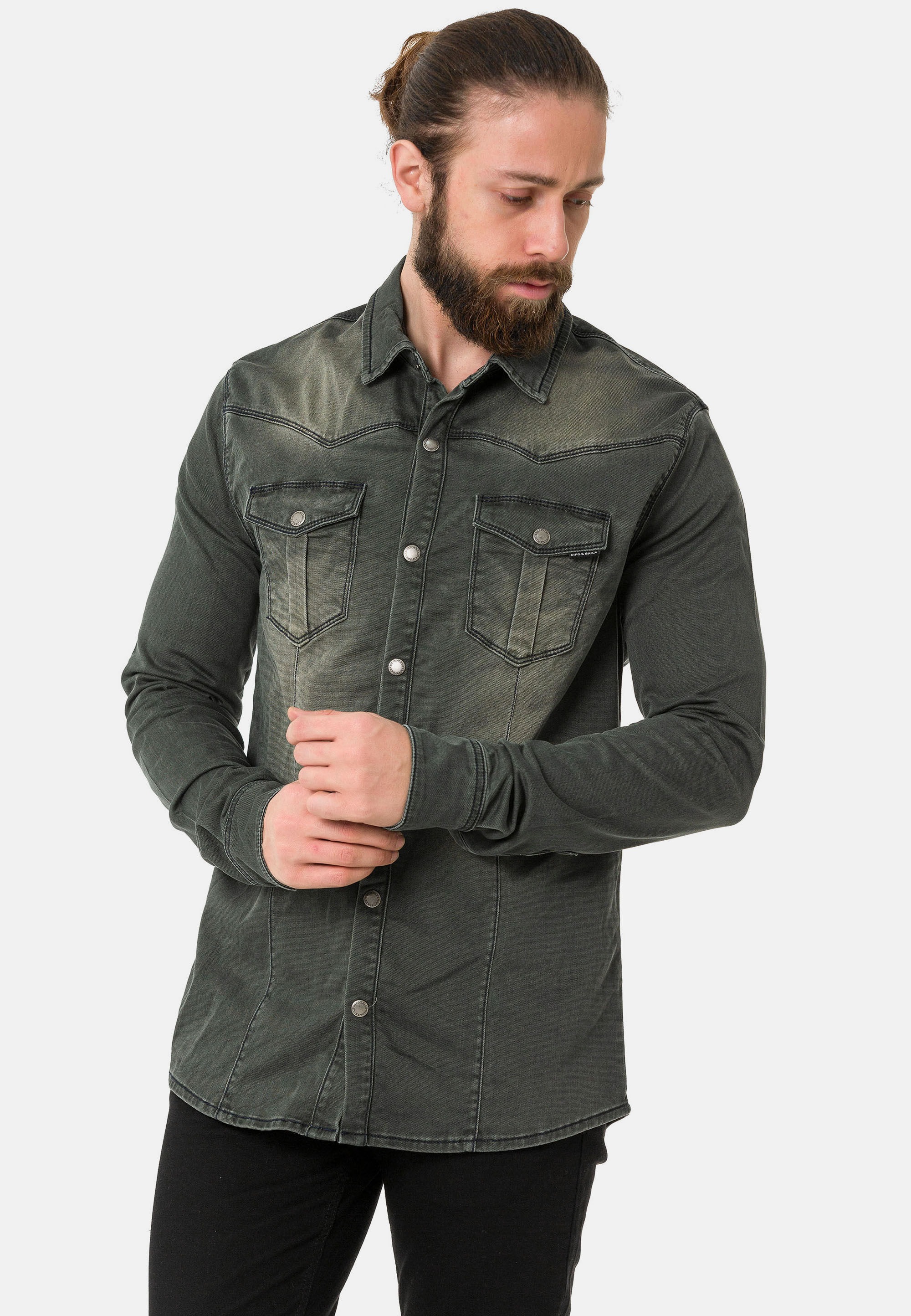 Cipo & Baxx Jeanshemd »CH189« 1 hochwertiger Denim-Stoff
