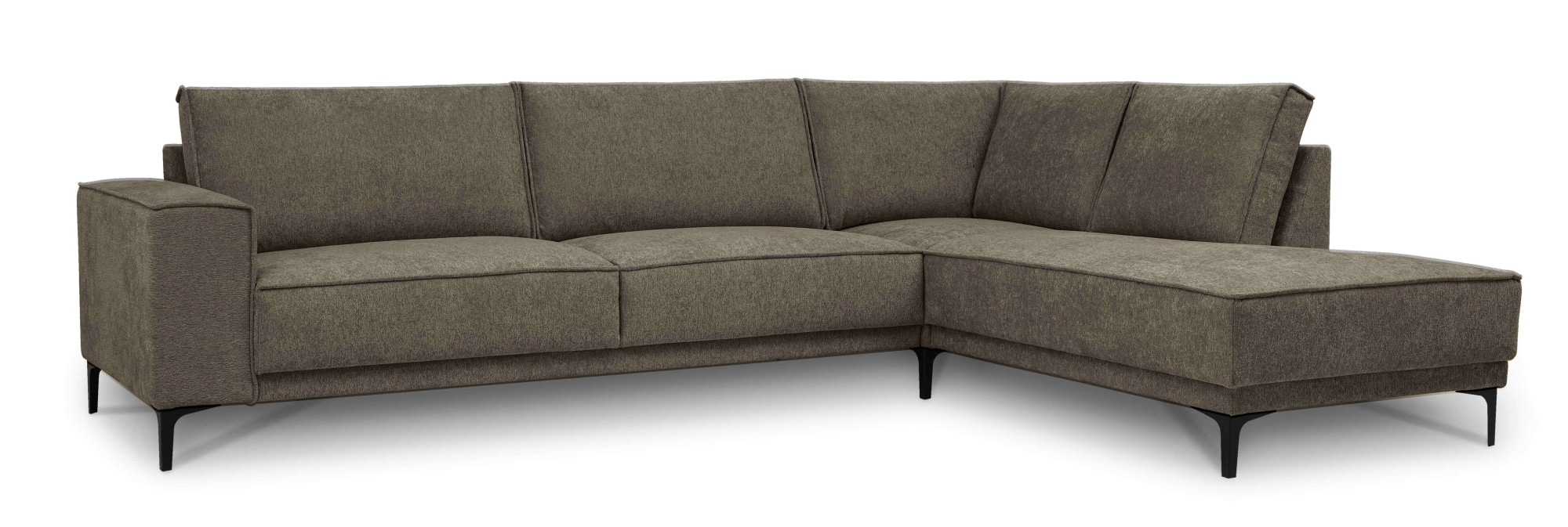 Places of Style Ecksofa »Polsterecke Oland, Struktur, Flachgewebe, Luxus-Microfaser, Boucle«, L-Form, 289 cm, Wellenunterfederung, Skandi-Design, Metallfüße