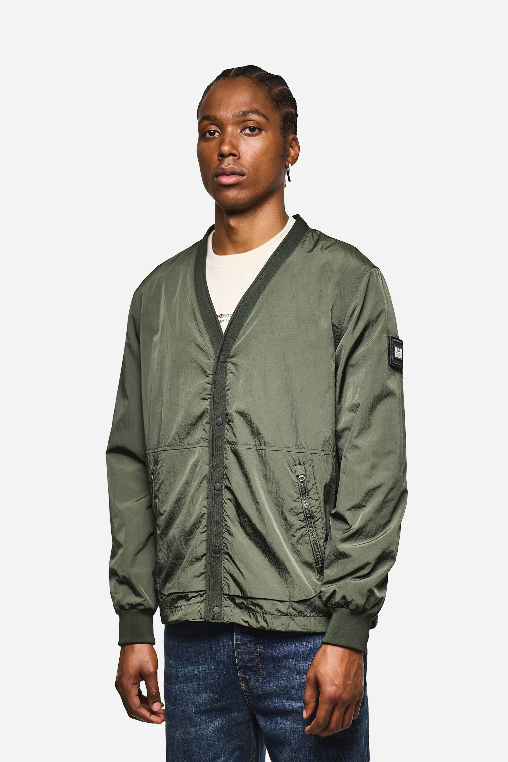 Weekend Offender "RONSON PARACHUTE CARDIGAN Herren" ohne Kapuze Jacke Herren, leichte Überjacke, V-Ausschnitt, Strickjacke, Sale