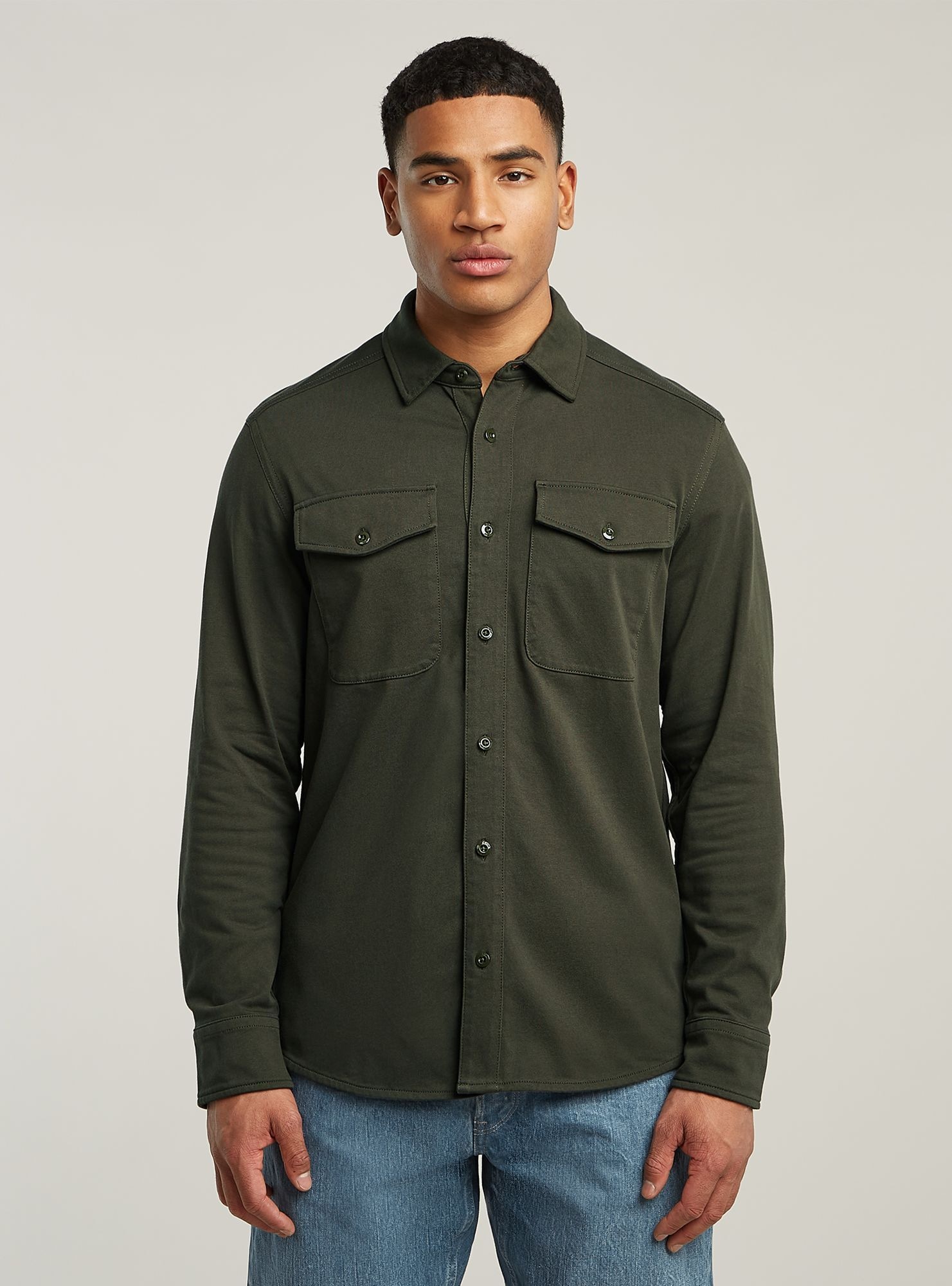 G-STAR Langarmshirt "Jersey Hemd Marine Pockets" günstig online kaufen