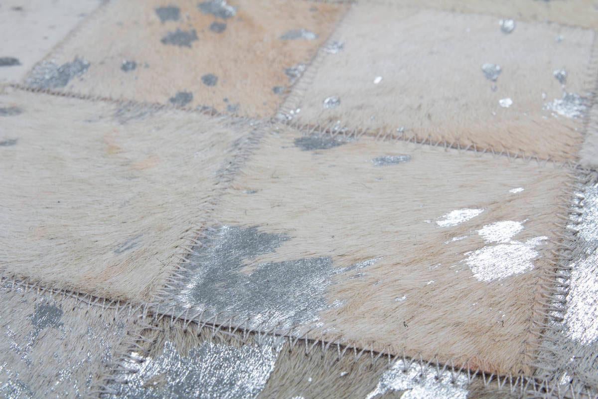 Kayoom Lederteppich »Lavish 210 - Fellteppich«, rechteckig, 8 mm Höhe, 100% Rindsleder, Patchwork-Dessin, Wohnzimmer