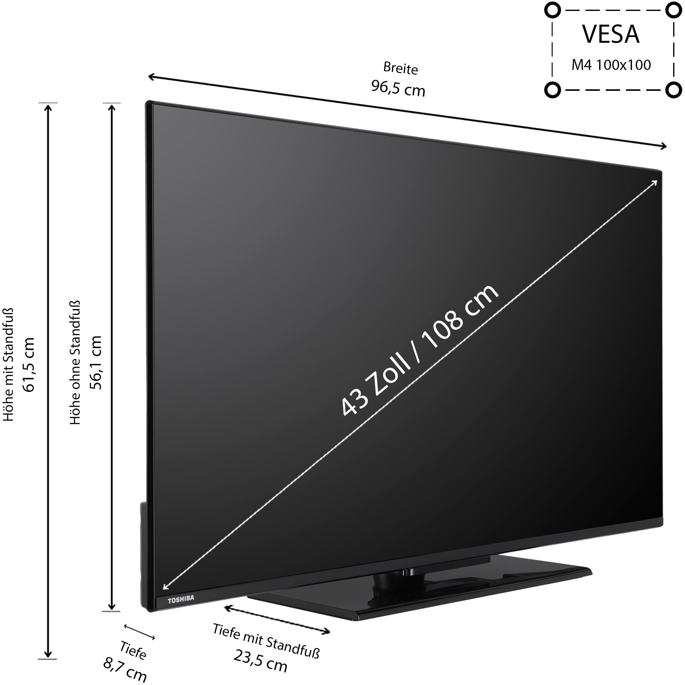 Toshiba LCD-LED Fernseher »43UV3463DAW« 108 cm/43 ″ Smart-TV
