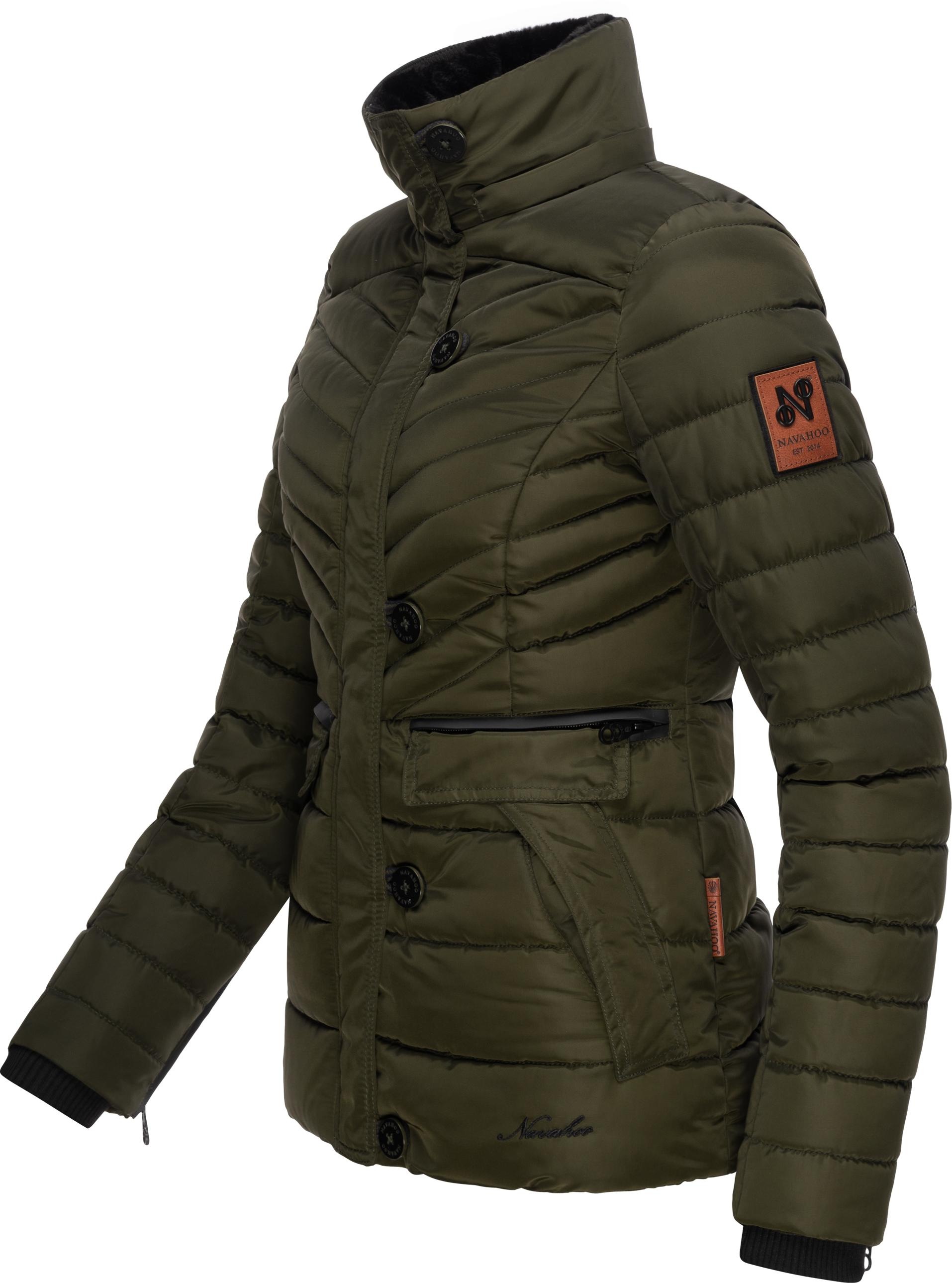 Navahoo Winterjacke »Wisteriaa«, mit Kapuze, Warm gefütterte Steppjacke mit Kunstfell-Kapuze