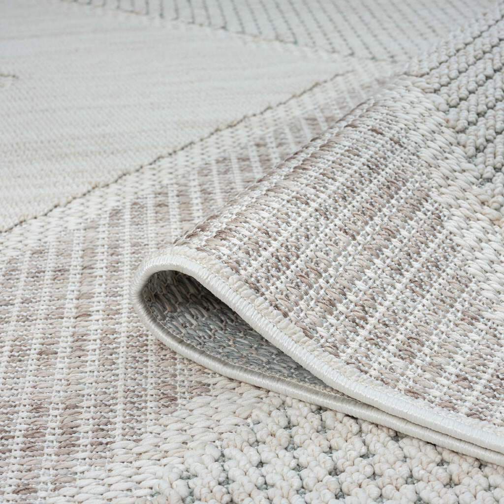 Carpet City Teppich »LINDO 8877«, rechteckig, Kurzflor, Hochtief-Muster/ 3D-Effekt, Fransen, Boho-Stil, Wohnzimmer