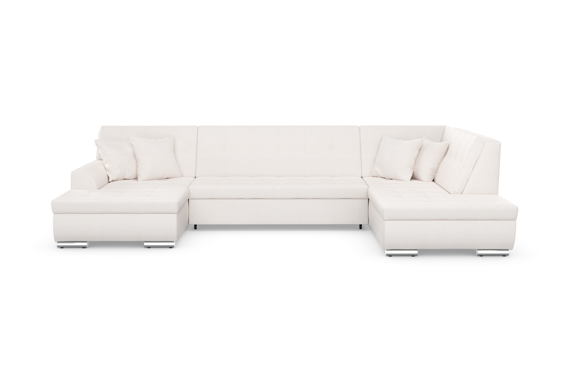 DOMO collection Wohnlandschaft "TREVISO inkl. Zierkissen, moderne Steppung, XXL: 364x201x83 cm" wahlweise mit Bettfunktion, in vielen Bezugsarten auch in Cord U-Form
