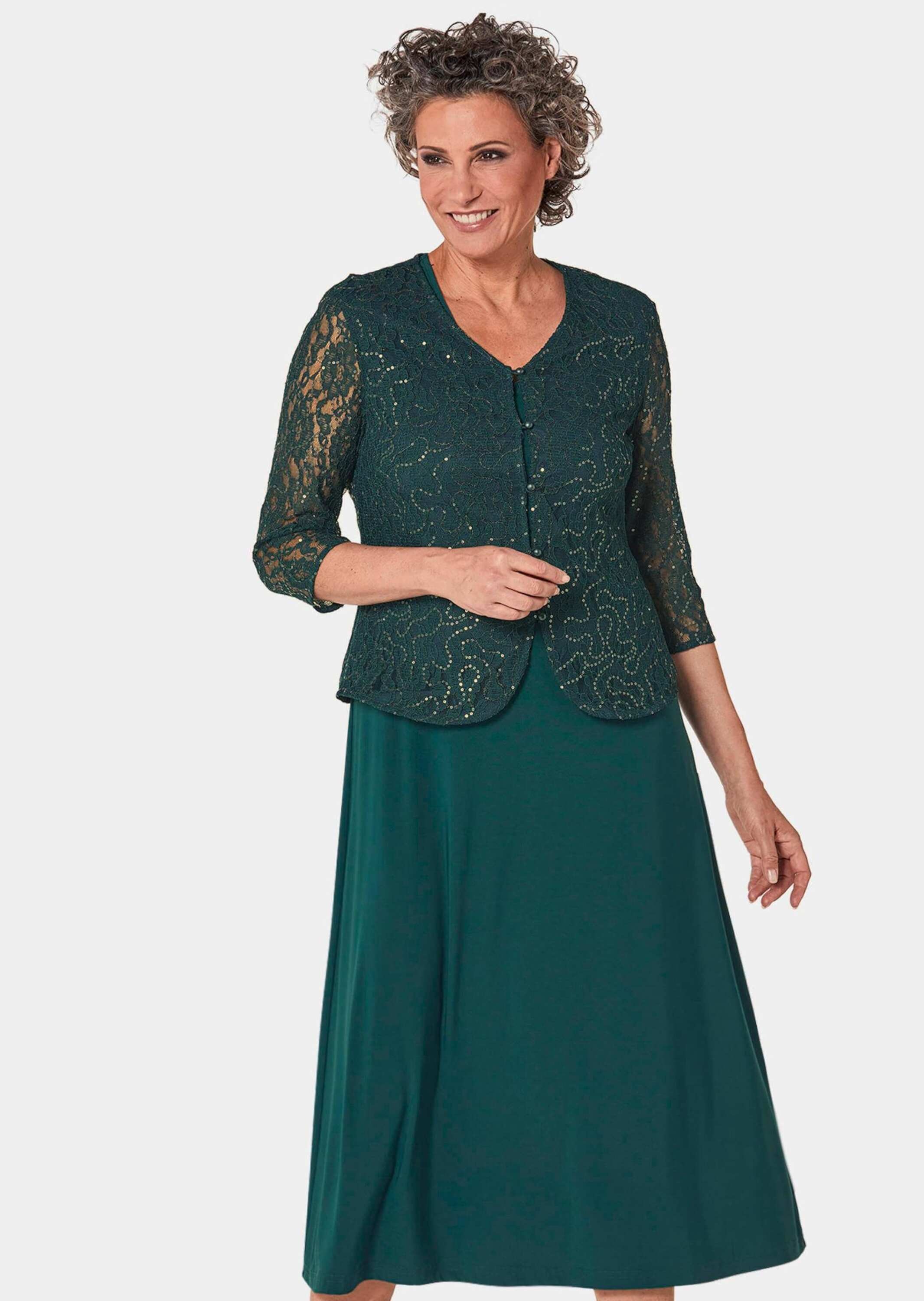 GOLDNER 2-in-1-Kleid "Kurzgröße Kleid mit Spitzenjacke, Pailletten" Auch ei günstig online kaufen