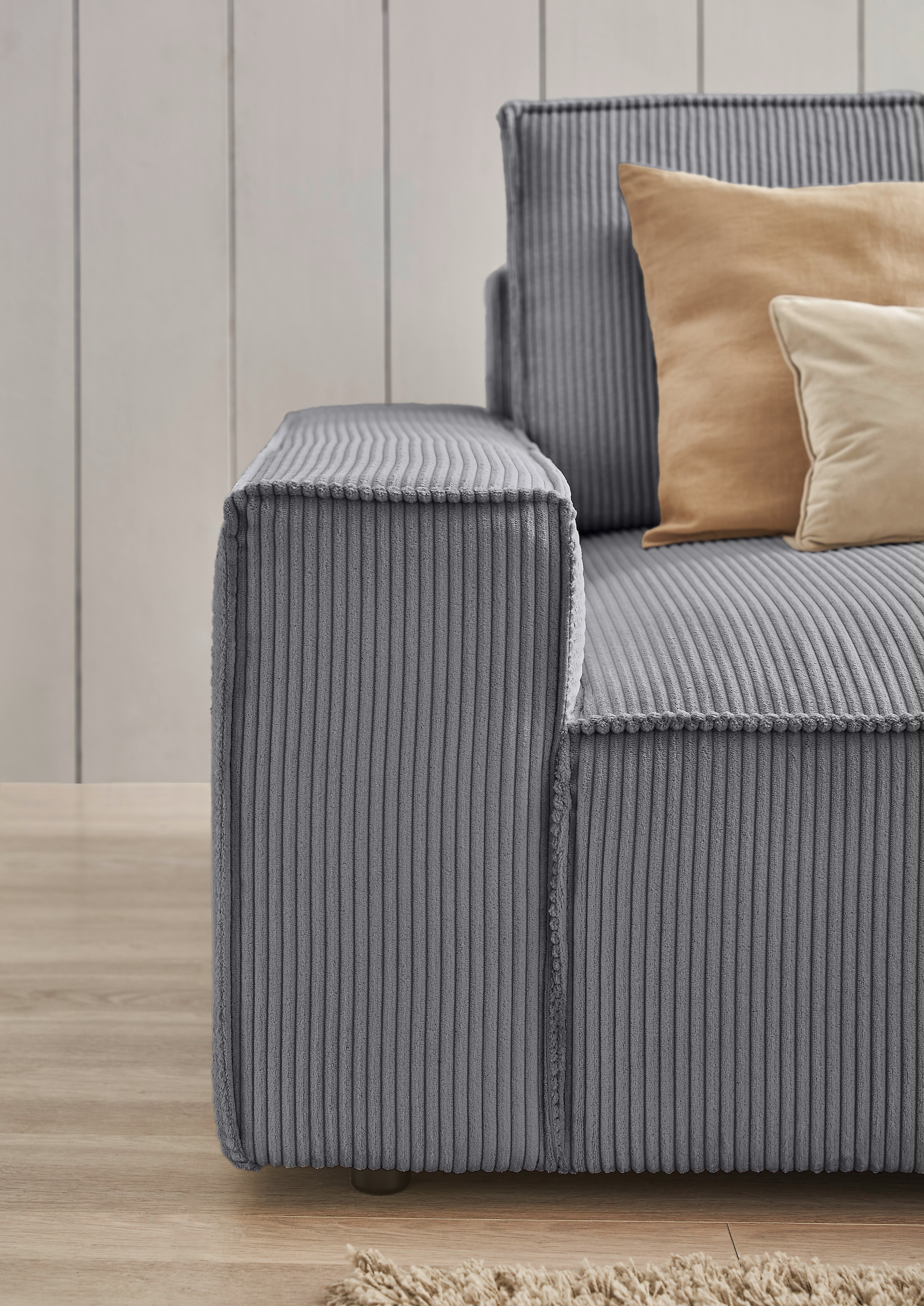 Home affaire Big-Sofa »NEU: SHERWOOD XXL, Big-Sofa (316cm), extra tiefe Sitzfläche 95 cm«, bequemer Sitzkomfort, Cord u. Leinenoptik, Kedernaht