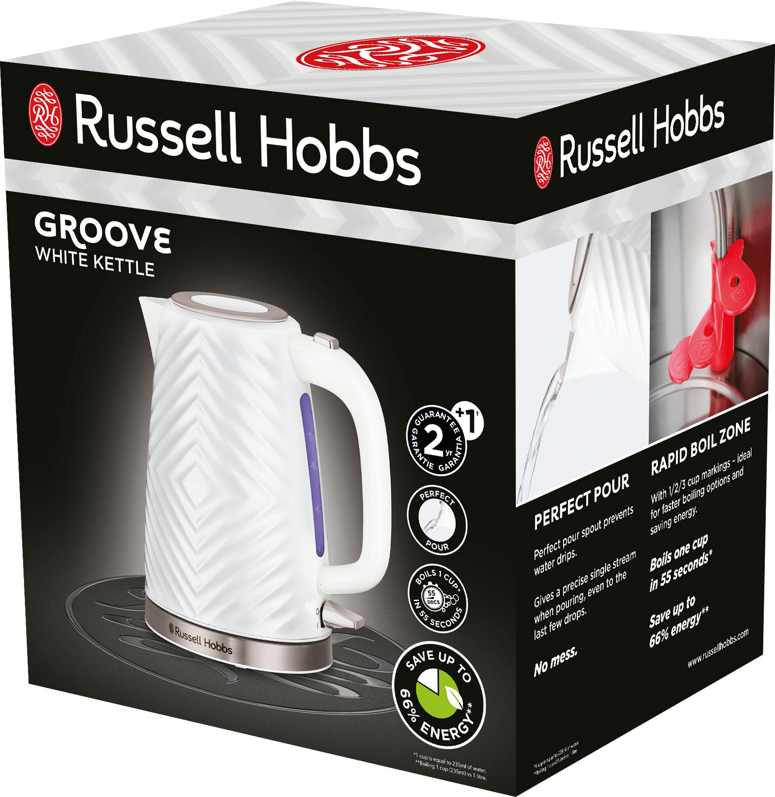 RUSSELL HOBBS Wasserkocher »Groove 26381-70, weiß, 1,7 l, 2.400 Watt, herausnehmbarer Kalkfilter«, 1,7 l, 2400 W