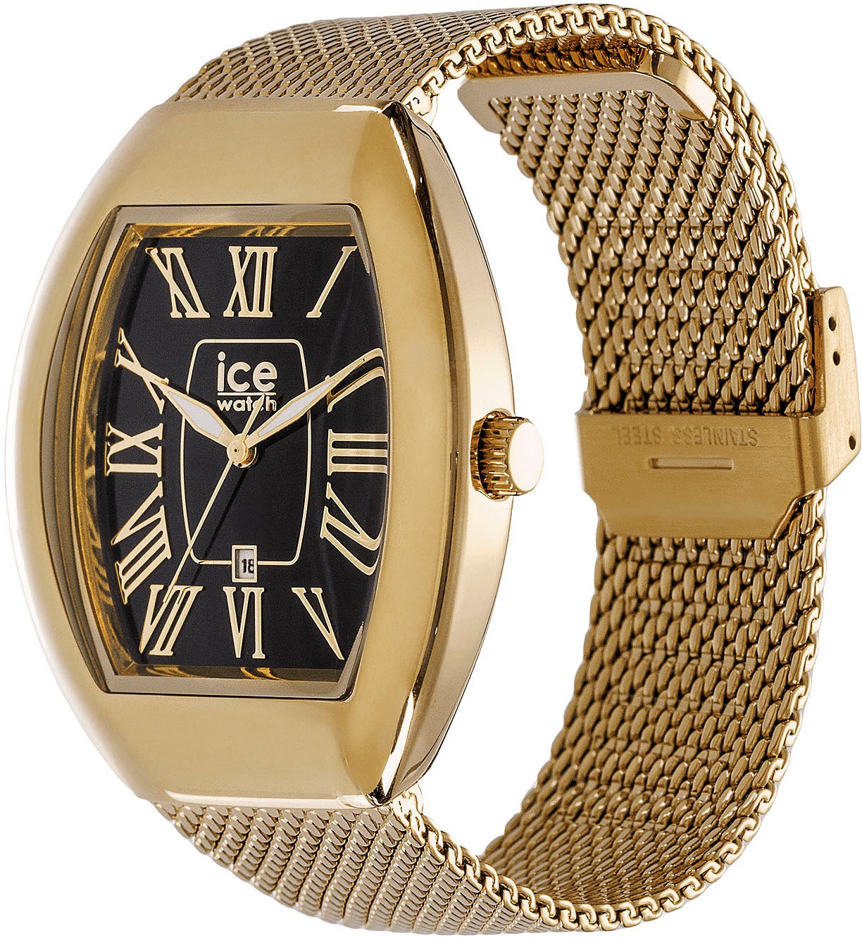 ice-watch Quarzuhr »ICE boliday - Dome - Metal mesh - Small - 3H + Date«, Armbanduhr, Damenuhr, Edelstahlarmband, Datum, analog