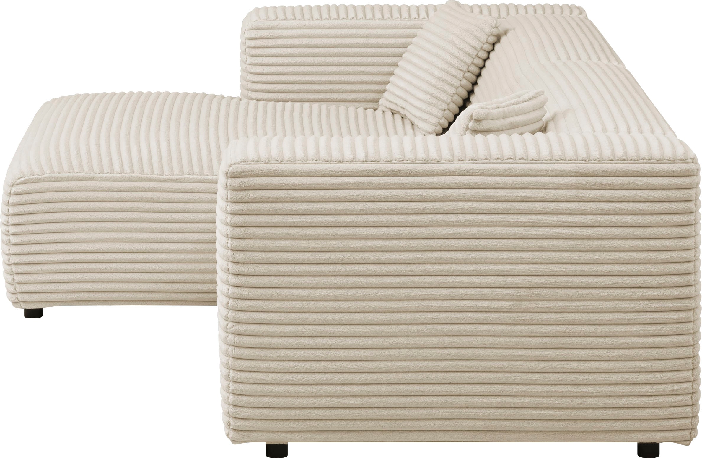 andas Ecksofa »BAKELS, L-Form in Cord oder Boucle-Stoff, moderne Couch«, wahlweise Recamiere rechts/links, bequemer Sitzkomfort