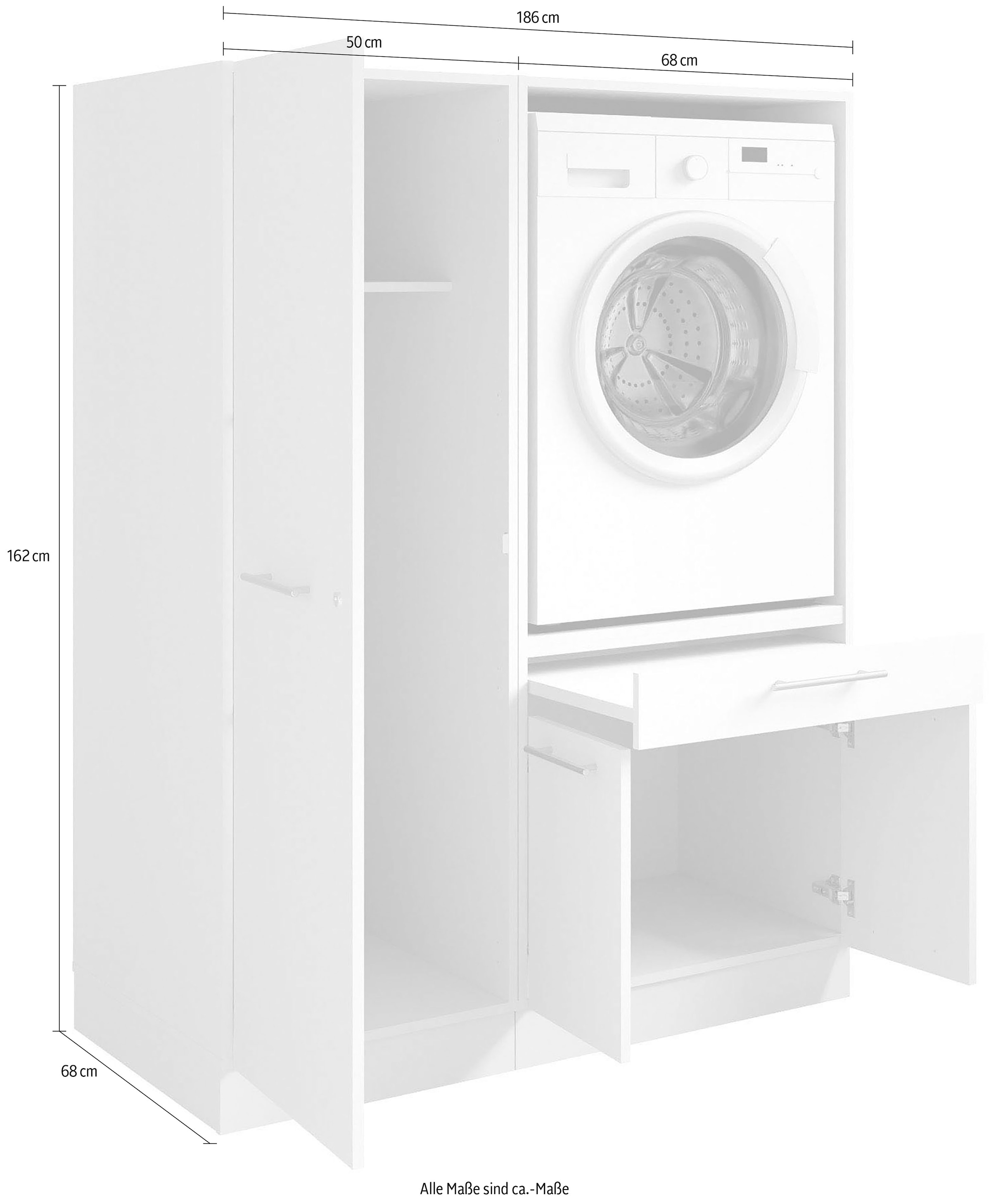 Laundreezy Mehrzweckschrank-Set »Laundreezy, 4-tlg. Mehrzweckschrank-Set B/H/T 118/162/68 cm« 2 Stk. tlg.