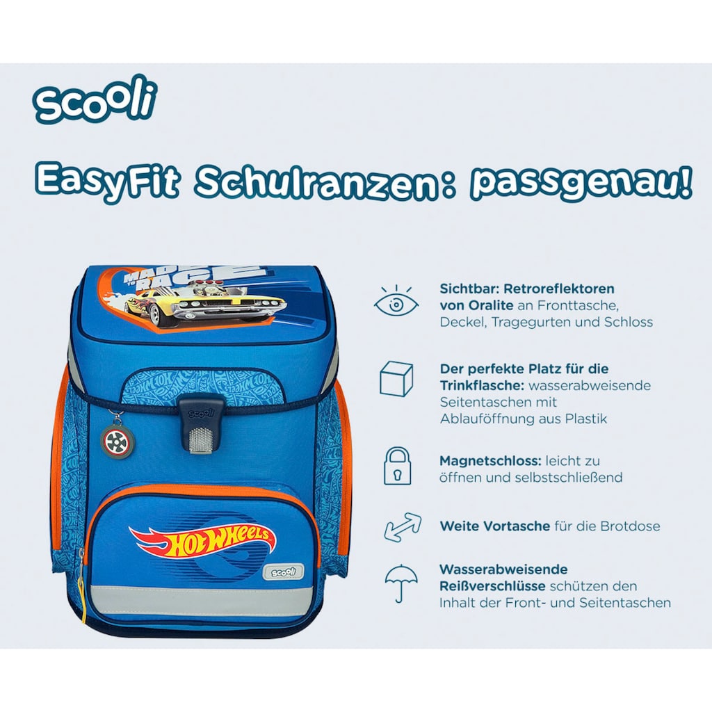 Scooli Schulranzen »EasyFit, Hot Wheels«, Reflektoren