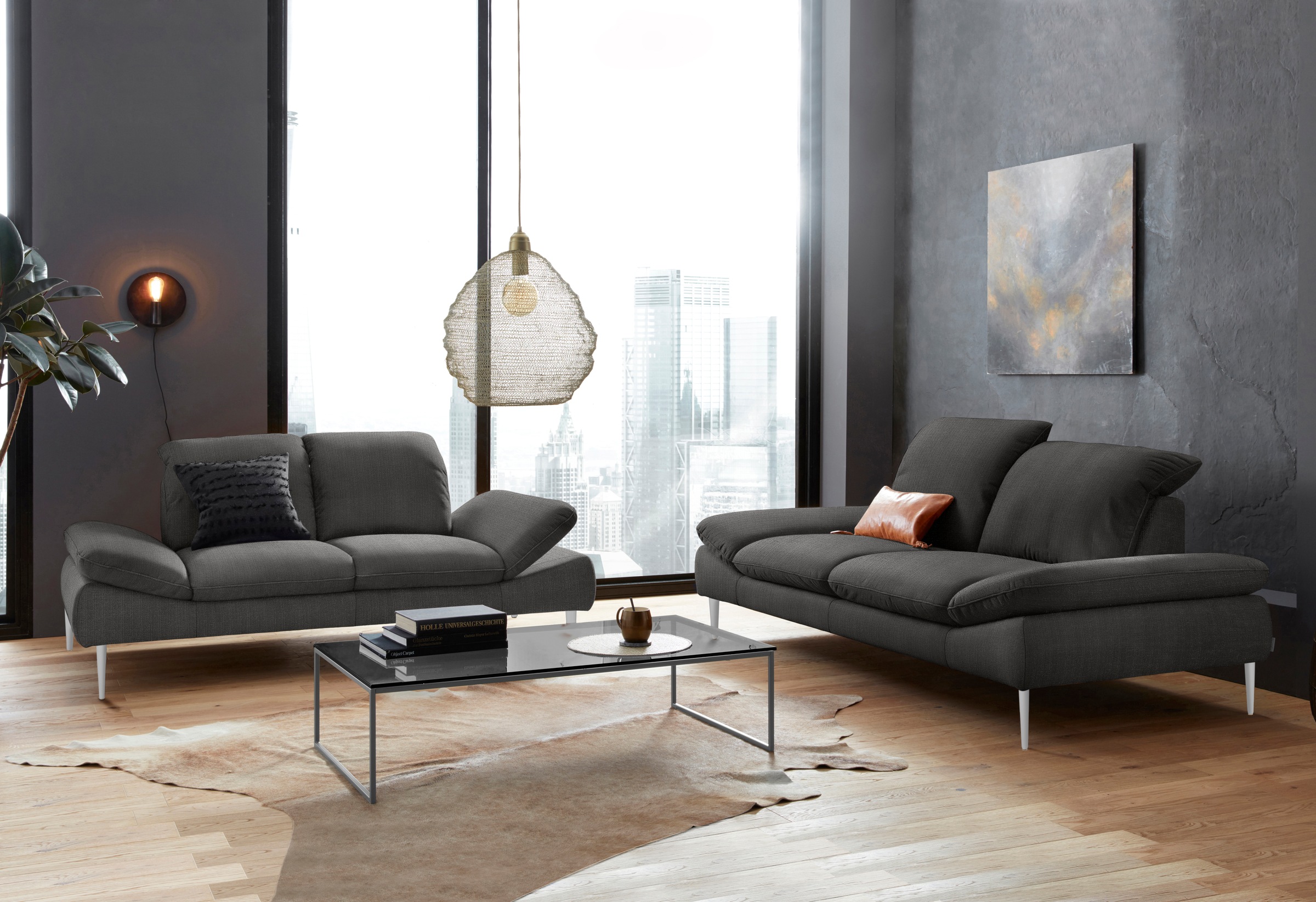 W.SCHILLIG 2-Sitzer »enjoy&MORE«, mit Sitztiefenverstellung, Füße silber matt, Breite 202 cm