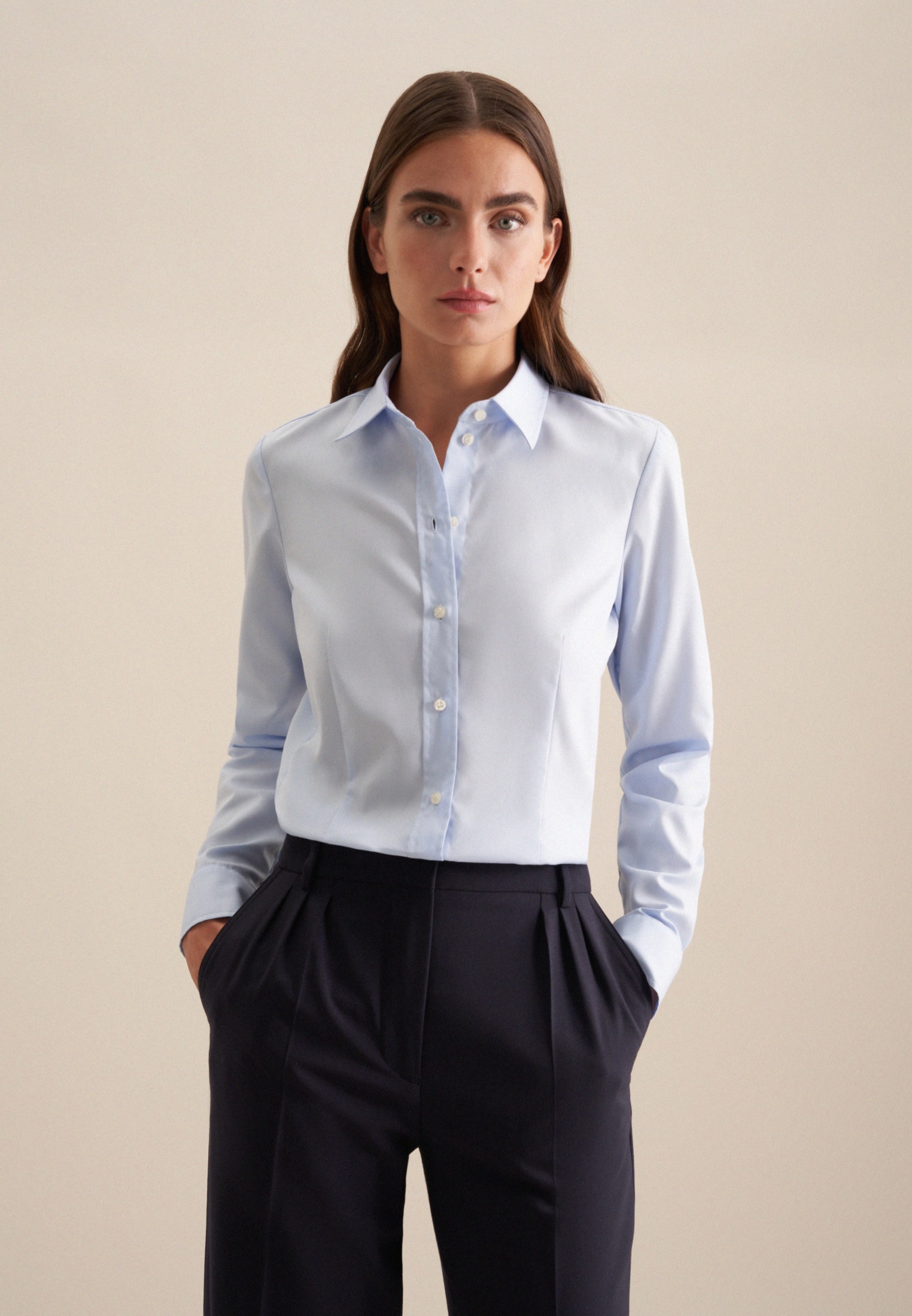 seidensticker Hemdbluse, 1/1 Kragen Uni günstig online kaufen