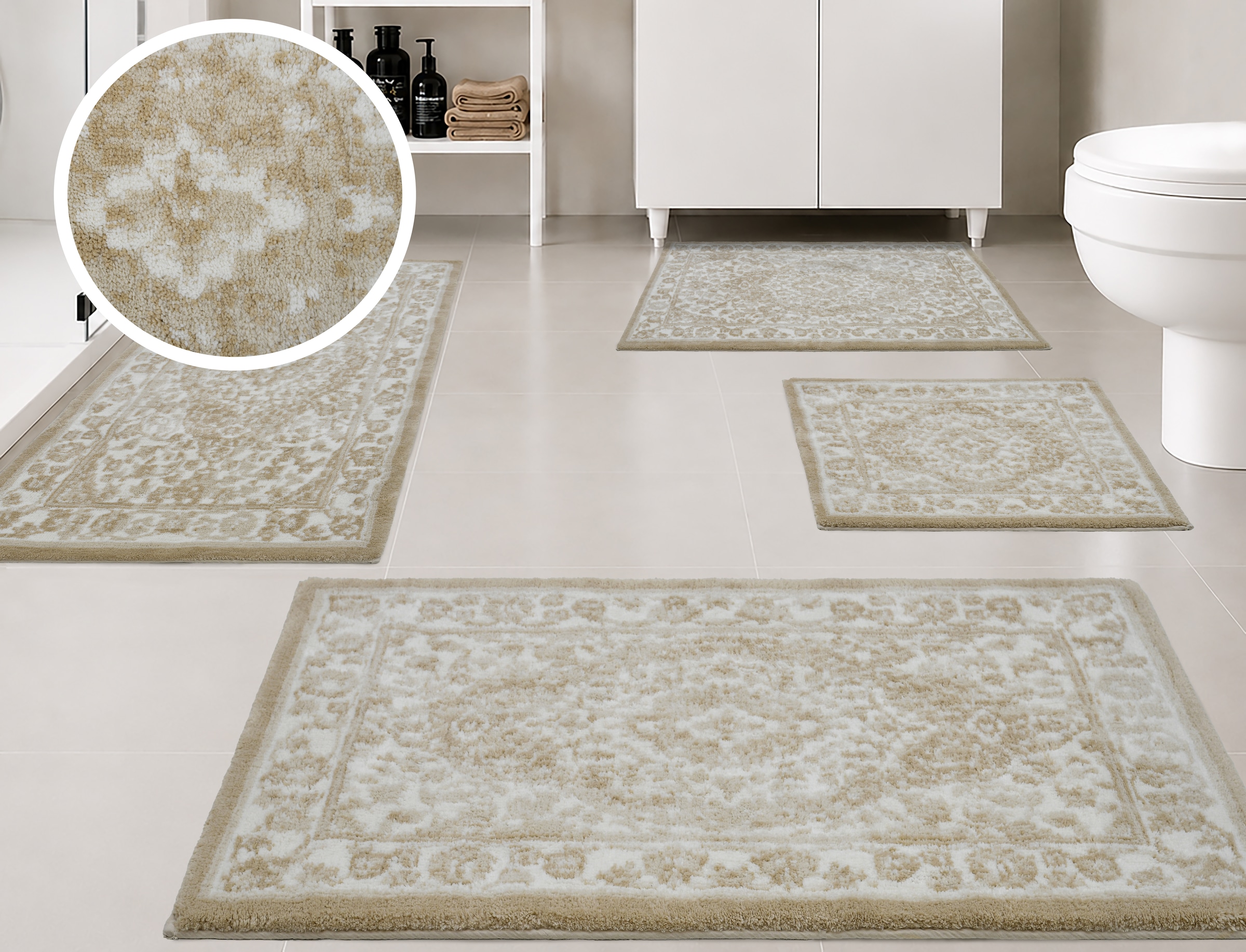 OTTO home Badematte »Oriental, Badvorleger, Badezimmer Teppich, Duschvorleger« Höhe 18 mm rutschhemmend beschichtet schnell trocknend Badteppich, Orient-Optik