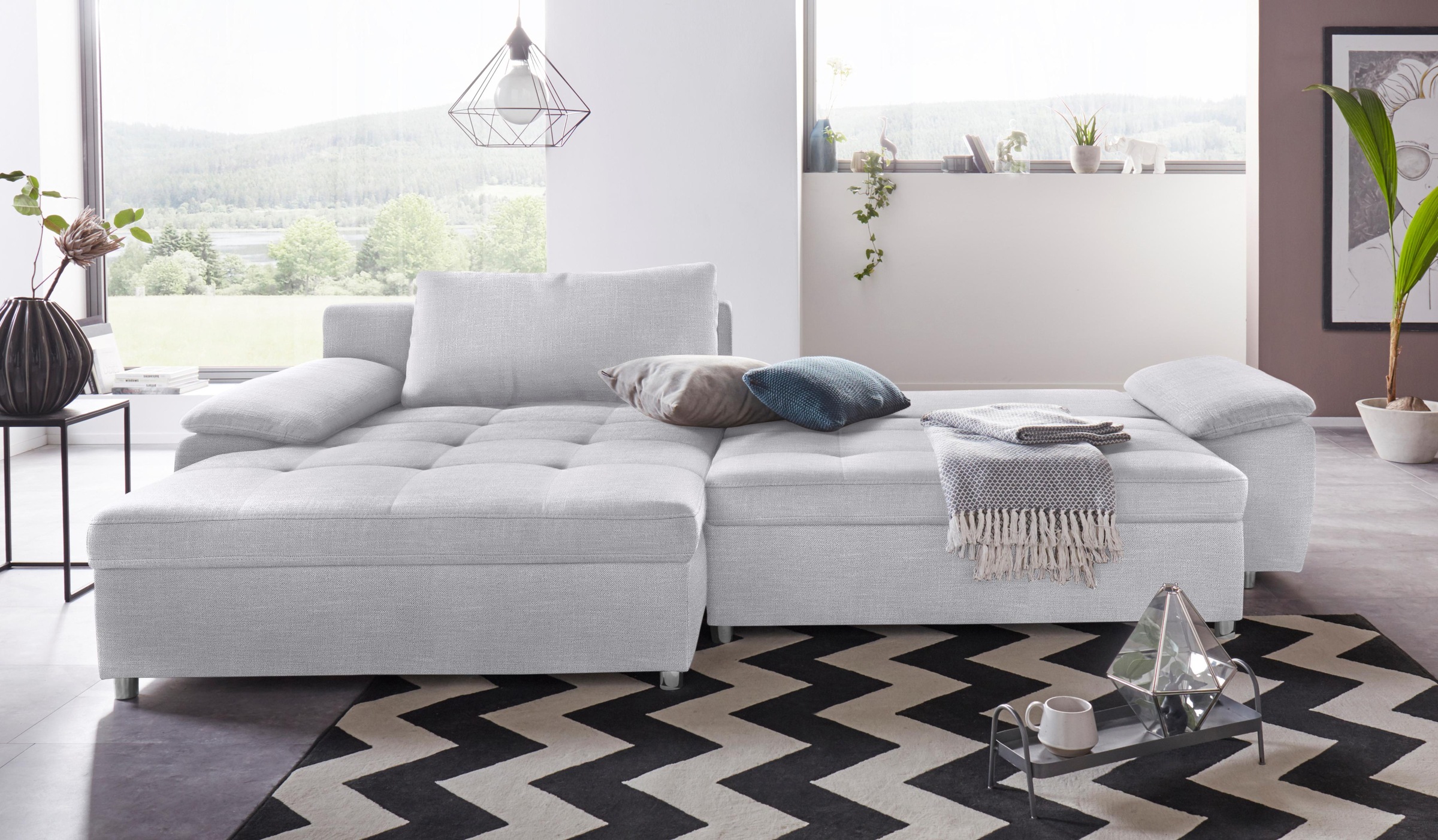 Home affaire Ecksofa "Labene L-Form" wahlweise mit Bettfunktion und Bettkas günstig online kaufen