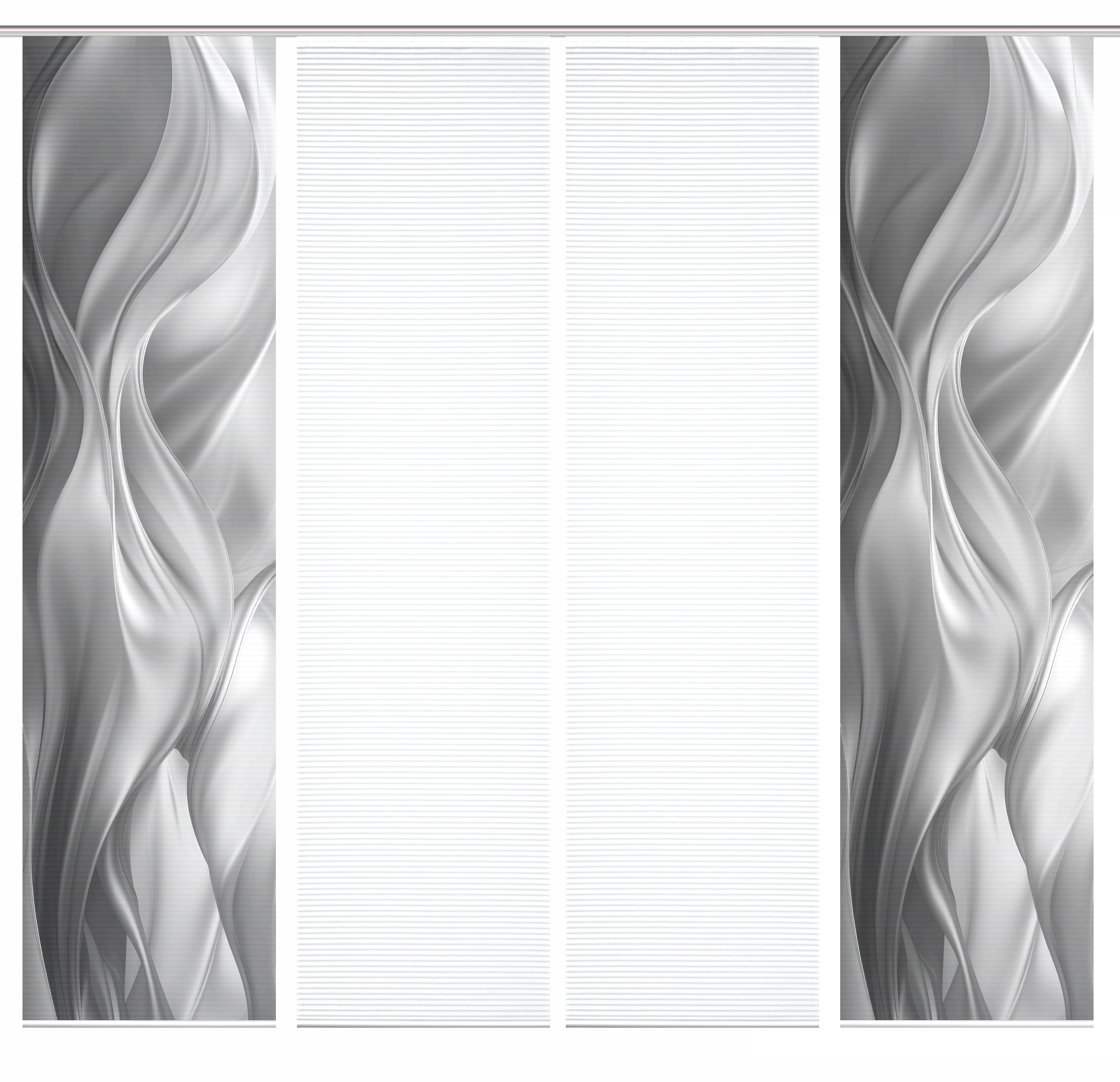 Thumbnail - HOME in green Schiebegardine "ALCINA" Paneelwagen 4 Stk. tlg. SET DIGITALDRUCK,BAMBUSOPTIK RECYCELT