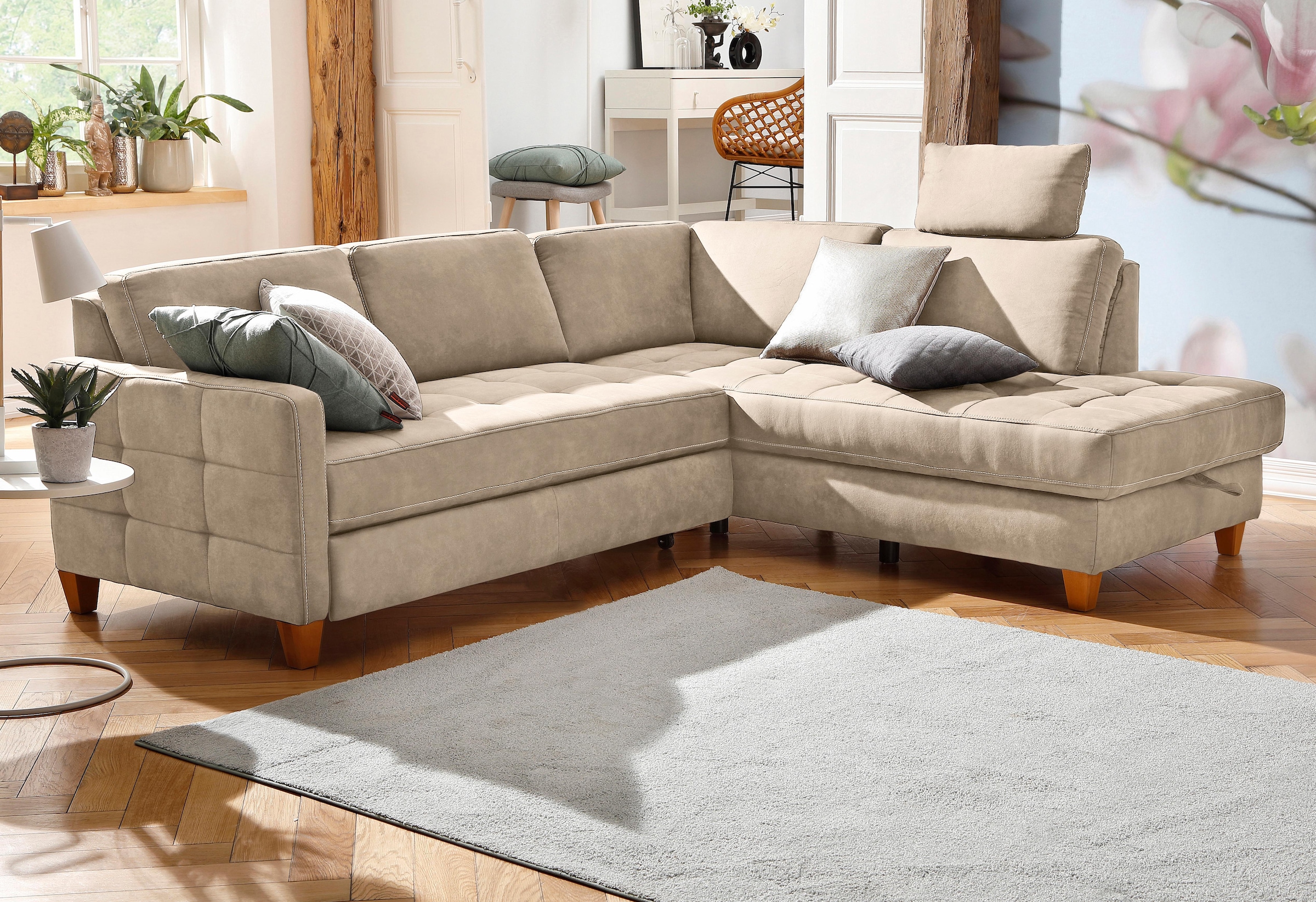 Home affaire Ecksofa "Earl L-Form" wahlweise auch mit Schlaffunktion oder Schlaffunktion mit Bettkasten