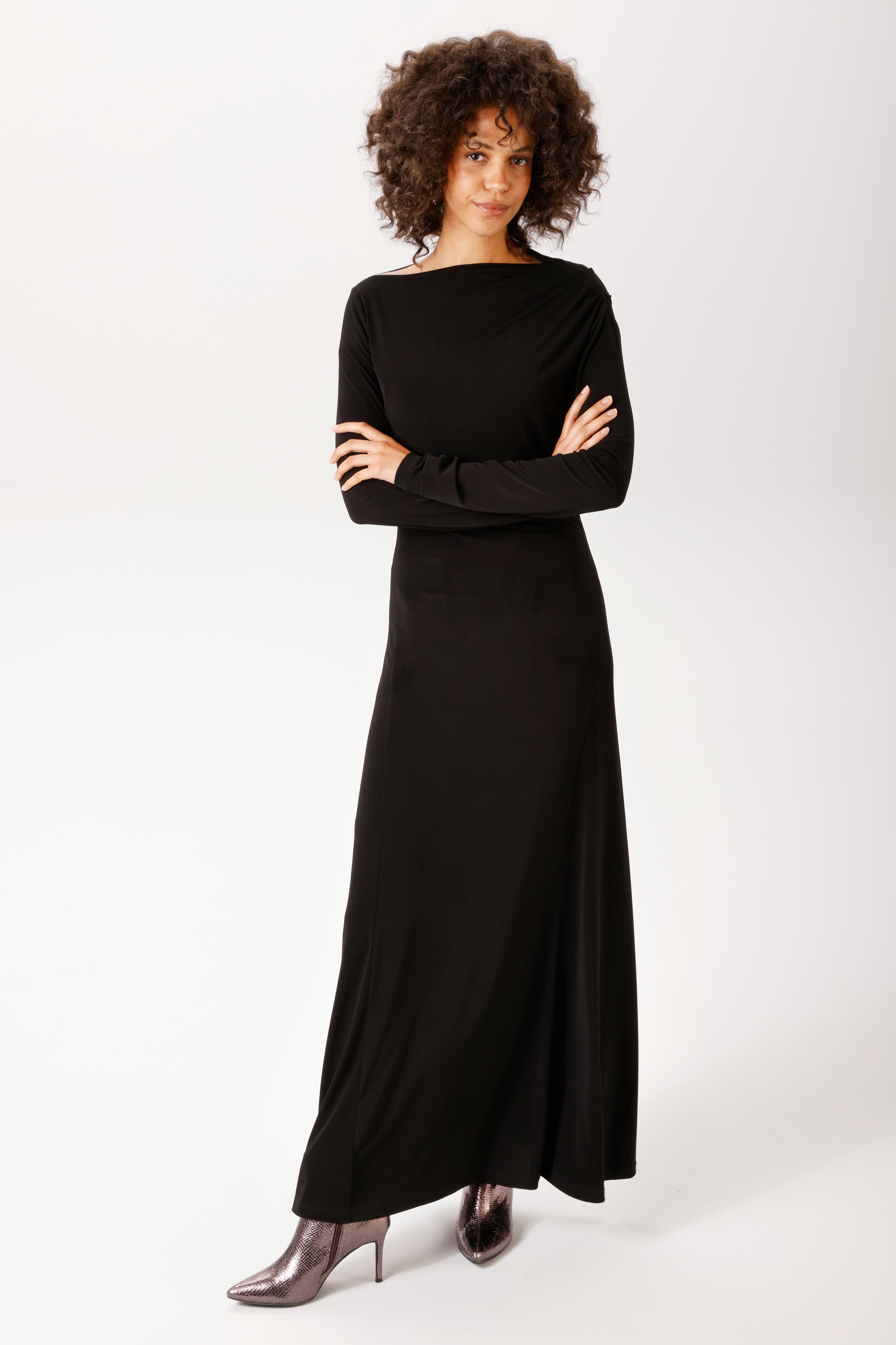 Aniston CASUAL Maxikleid mit asymmetrischen Wasserfall-Ausschnitt - NEUE KOLLEKTION