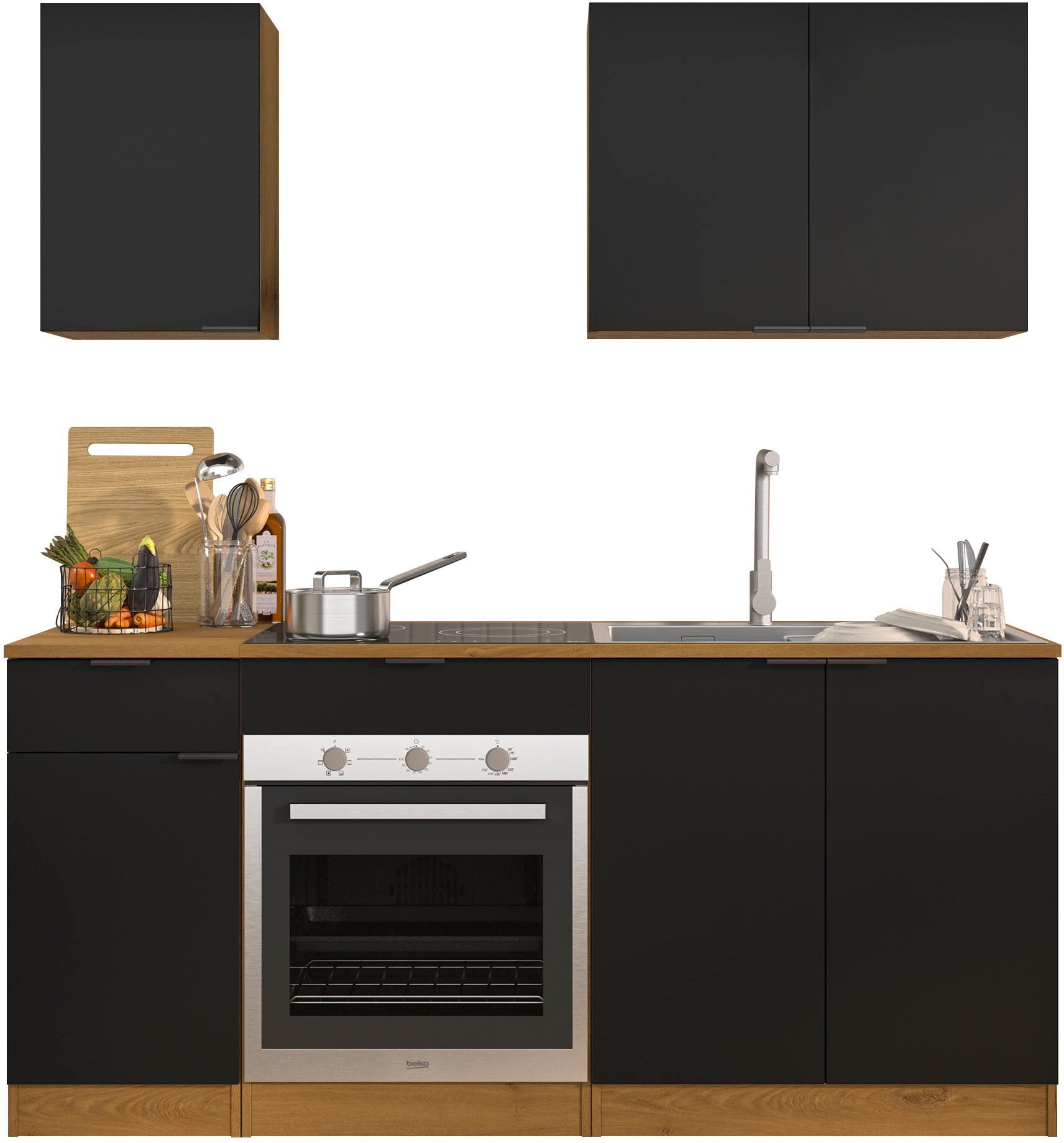 Gami Küchenzeile »180 cm EDEN ohne E-Geräte« melaminbeschichtet, pflegeleicht, ohne Elektrogeräte, ohne Auslass