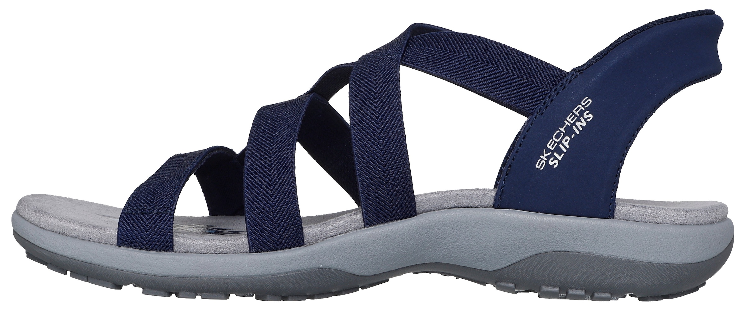 Skechers Sandale »REGGAE SLIM-STRETCH FLEX«, Flats, Trekking Sandale mit Slip-ins Funktion