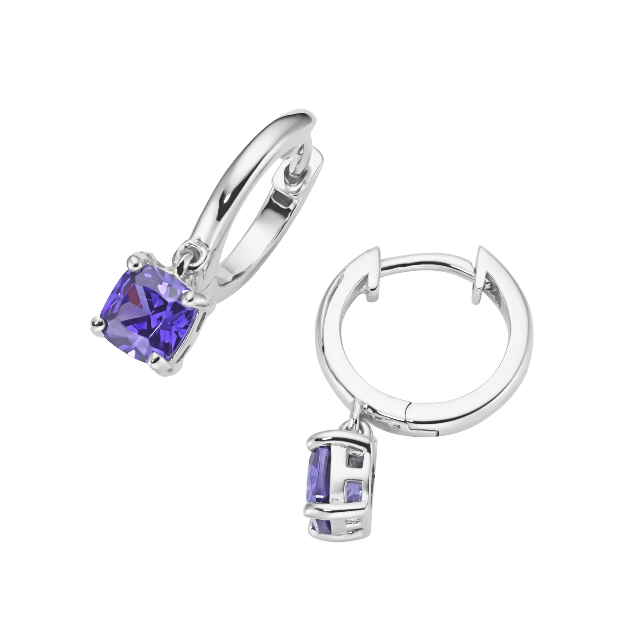 Paar Creolen SMART JEWEL "mit farbigen Ziersteinen, Silber 925", lila, Ohrringe, Damen, Silber 925 (Sterlingsilber)