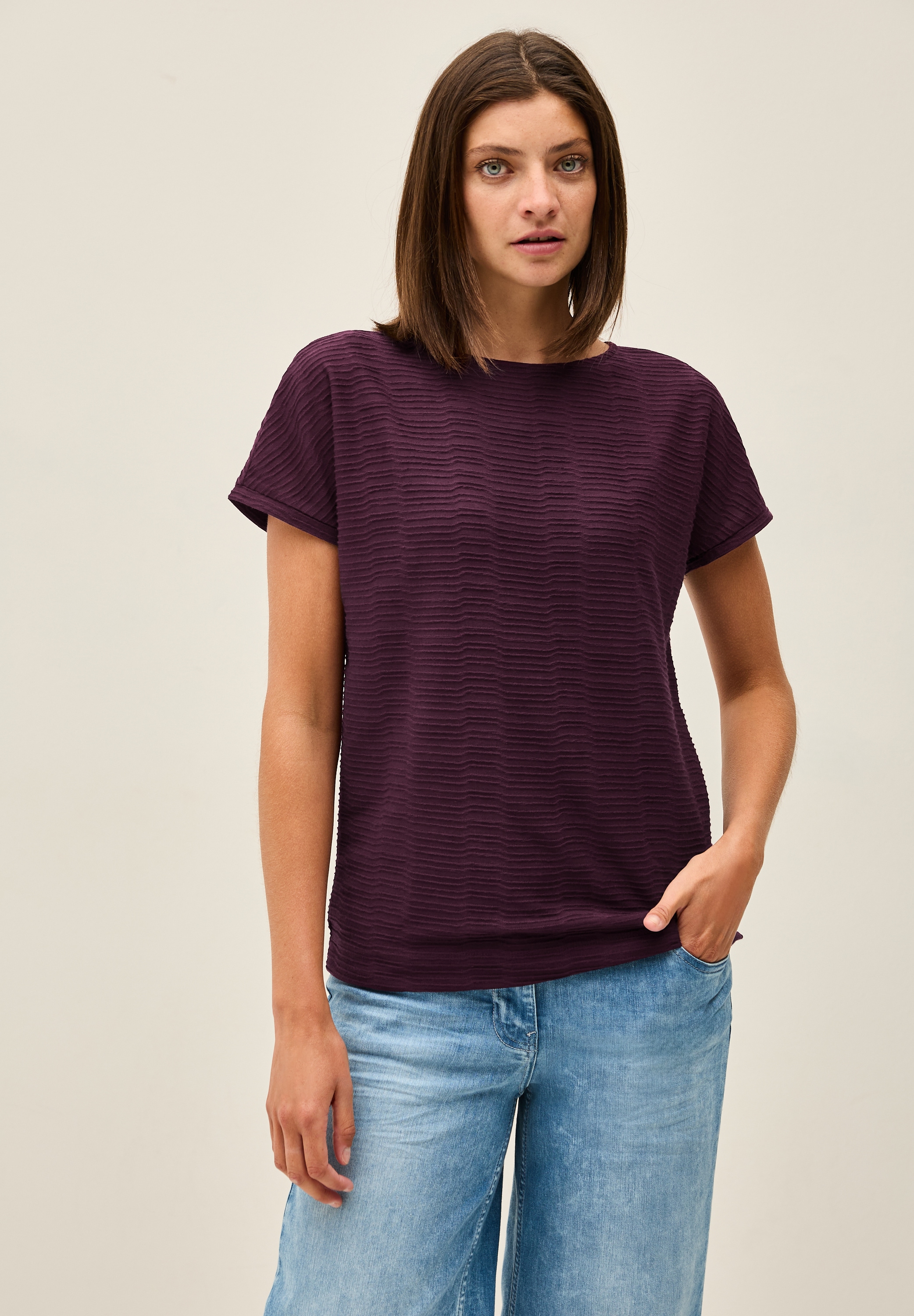 Cecil T-Shirt, aus elastischem Materialmix günstig online kaufen