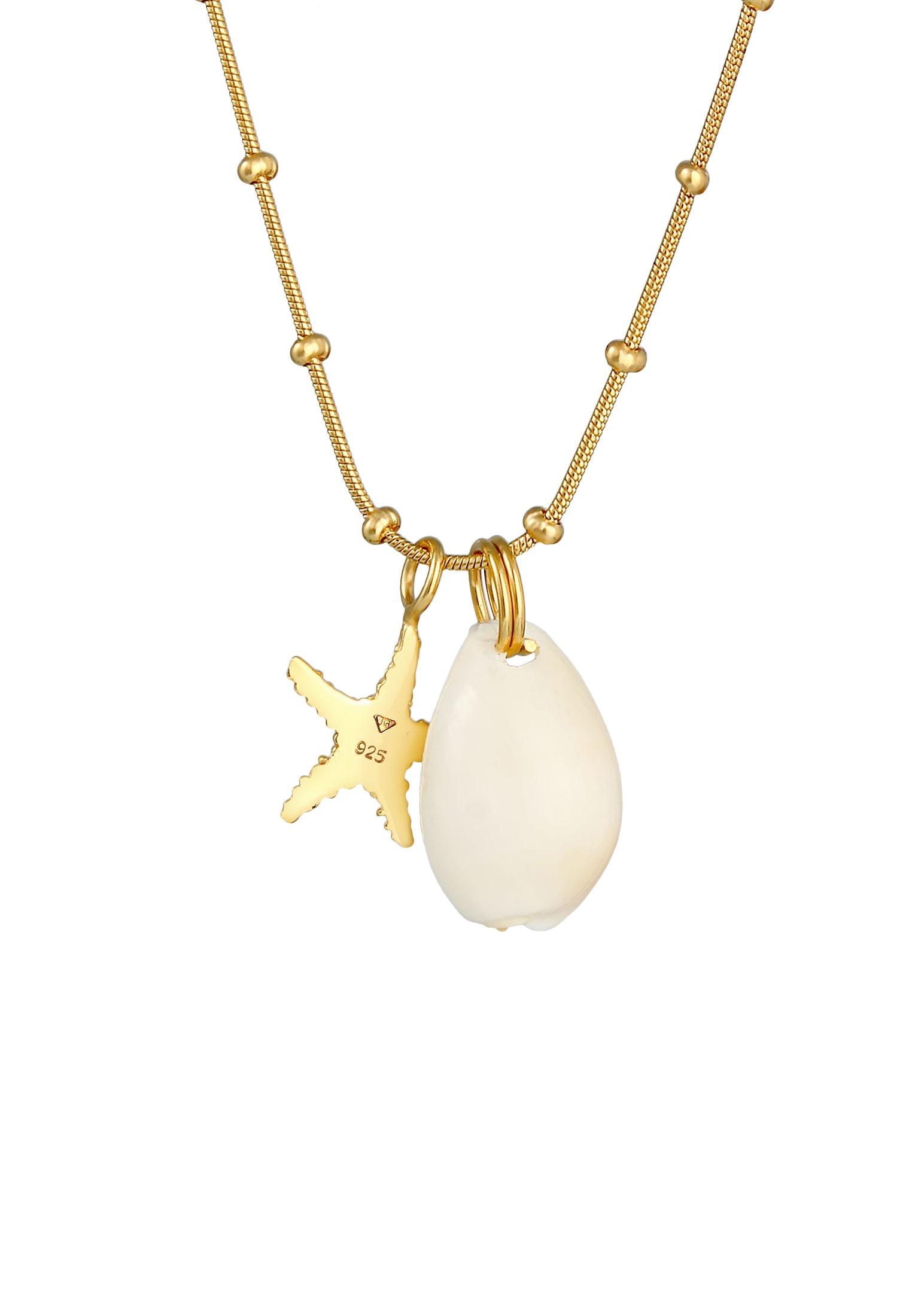 Elli Kette mit Anhänger »Halskette Kauri Muschel Seestern Kugelkette 925 Silber«