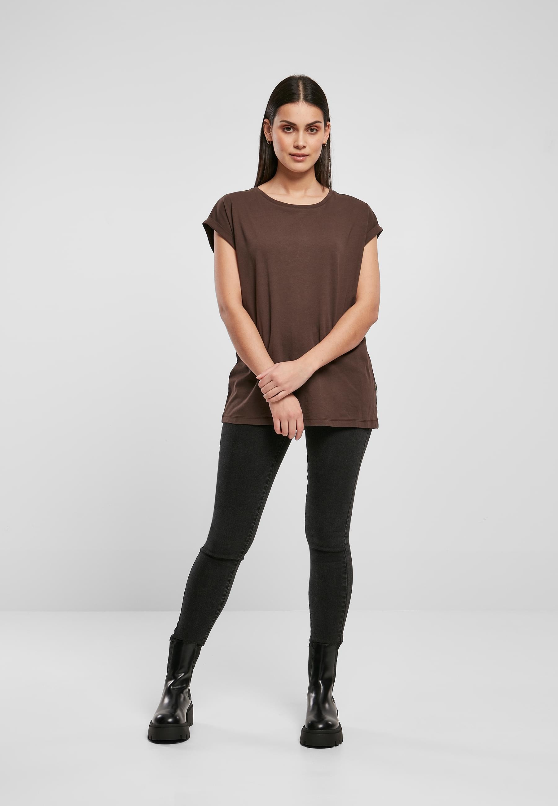 URBAN CLASSICS Kurzarmshirt »Urban Classics Damen Ladies Organic Extended Shoulder Tee«, (1 tlg.)