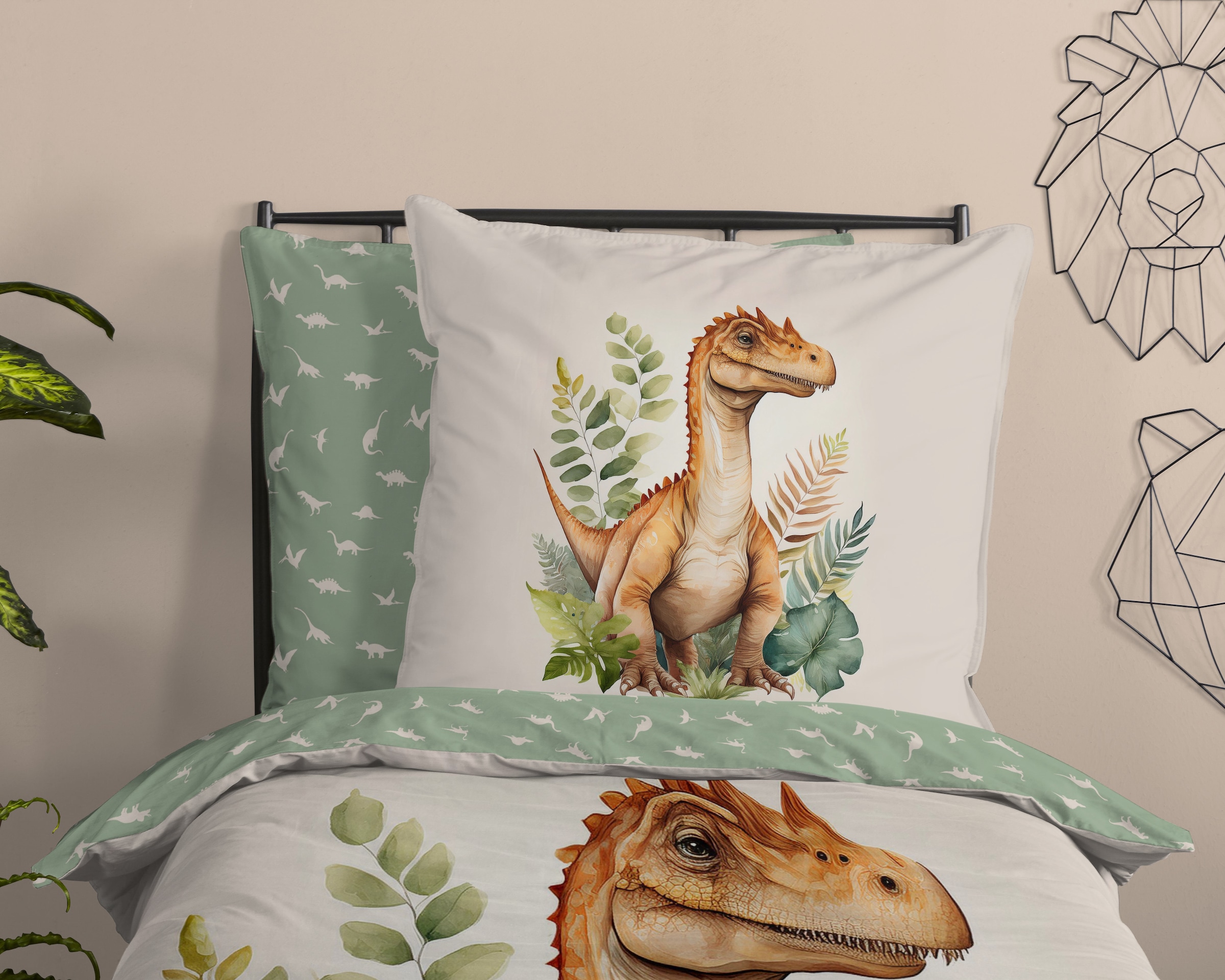 good morning Kinderbettwäsche »Gregor« 2 Stk. tlg. Baumwolle, Renforcé, Wendeoptik, Kind,  Junge, Dino