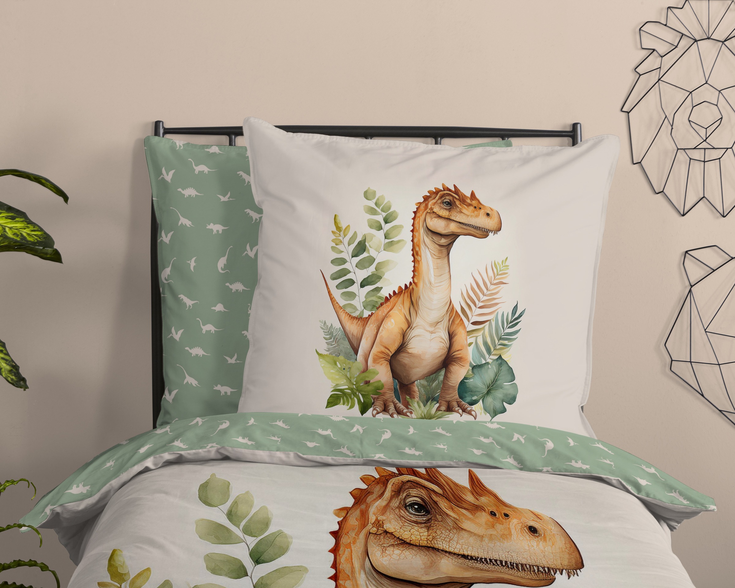 Thumbnail - good morning Kinderbettwäsche "Gregor" 2 Stk. Baumwolle, Renforcé, Wendeoptik, Kind, Junge, Dino