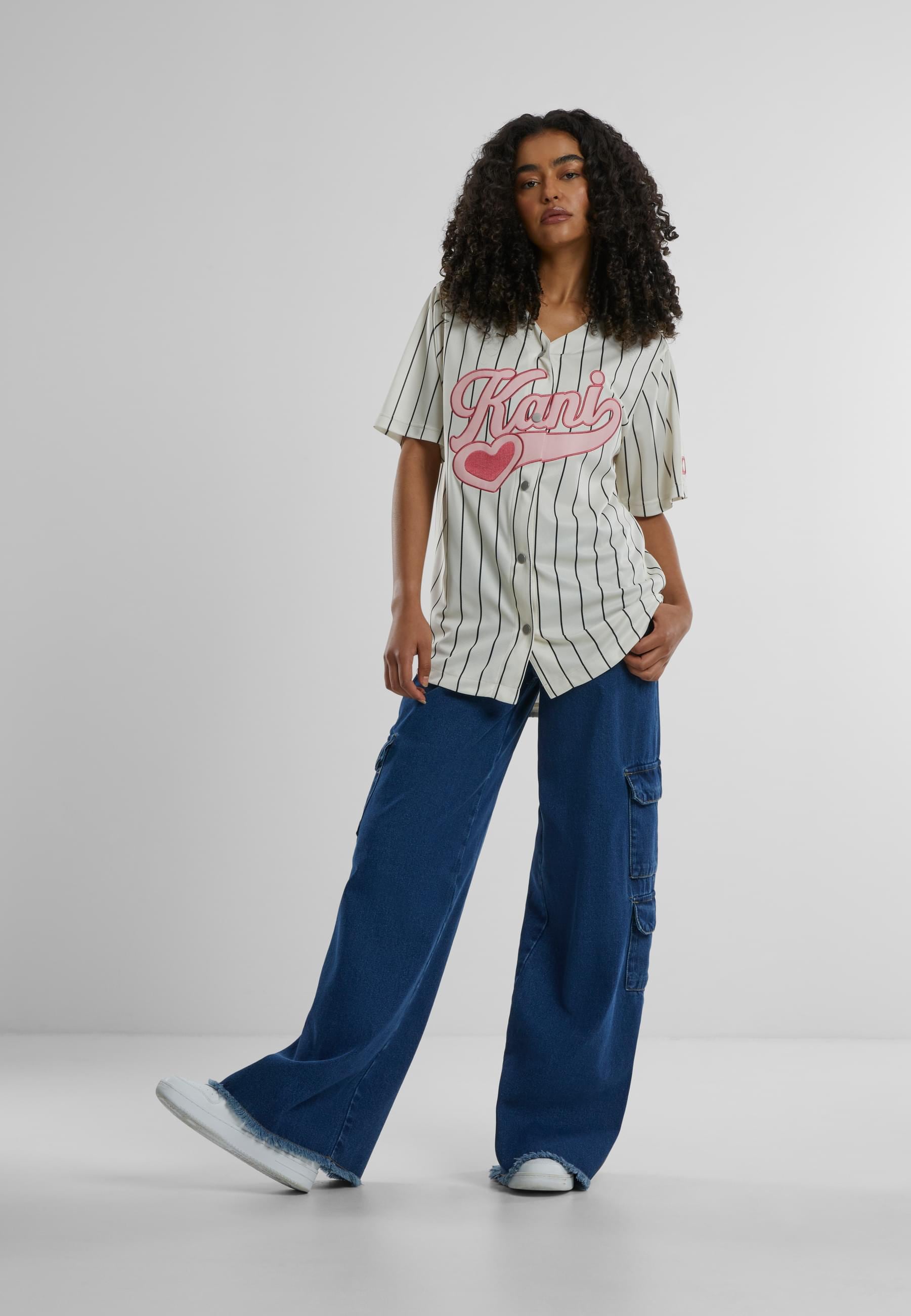 Karl Kani Langarmhemd »Karl Kani KW251-028-1 Varsity Heart Pinstripe Baseball Shirt«