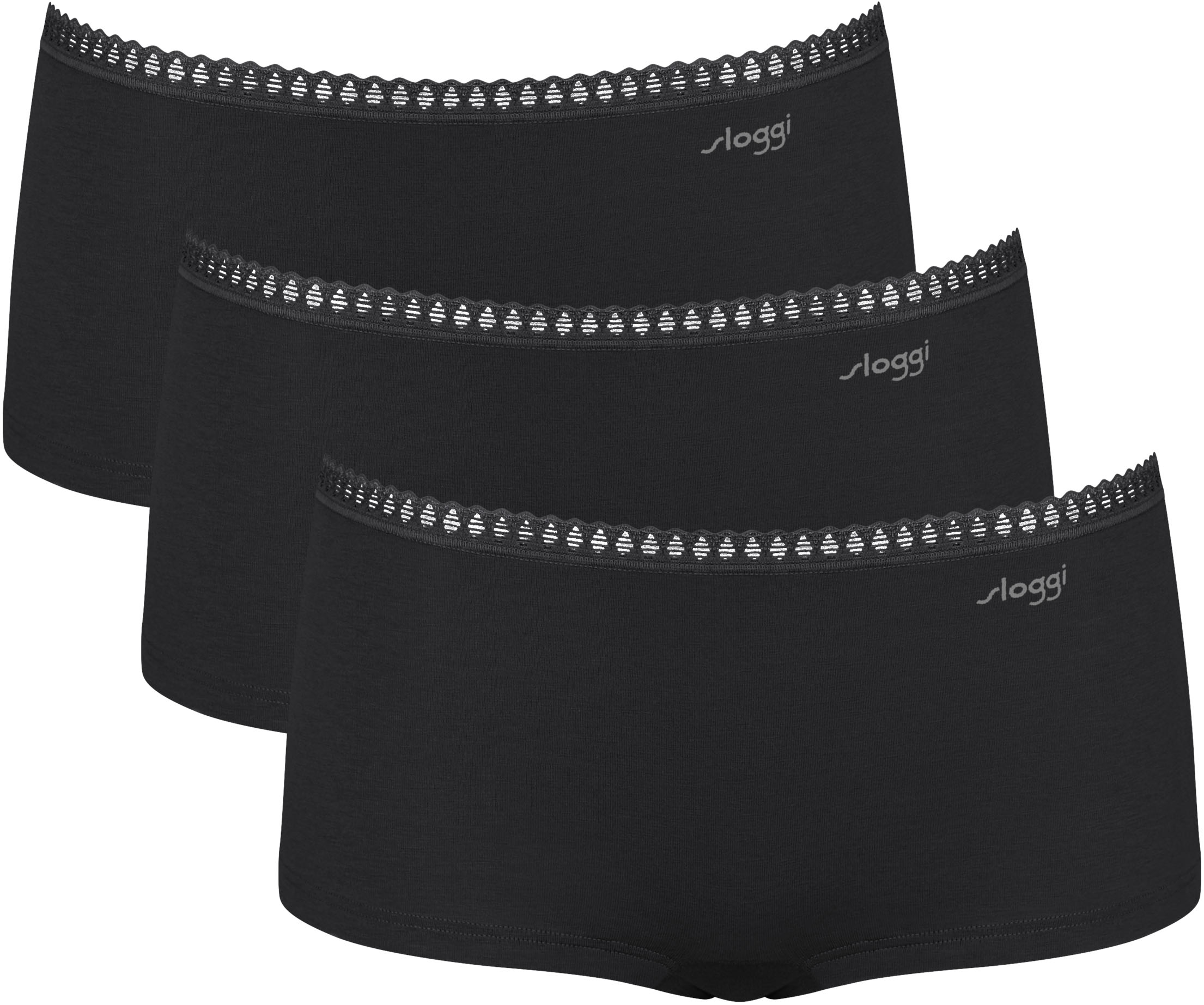 Sloggi Panty "Go Crush Short C3P" 3er Pack, Mit Spitzendetails