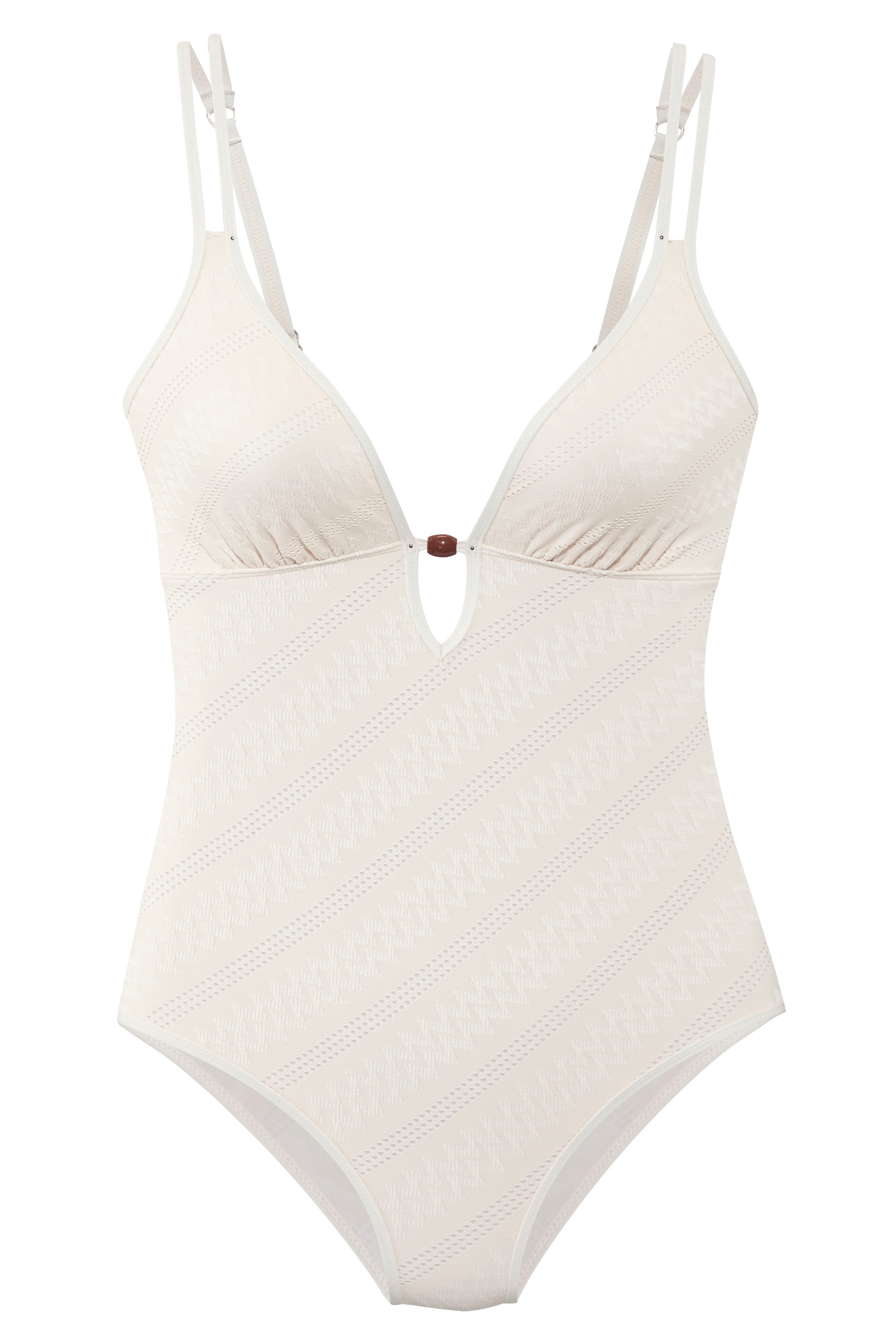 Badeanzug S.OLIVER "Naila", Gr. 38, Cup C/D, beige (creme), Microfaser, Polyamid, Strukturmuster, Badeanzüge Badeanzug, mit Struktur 2