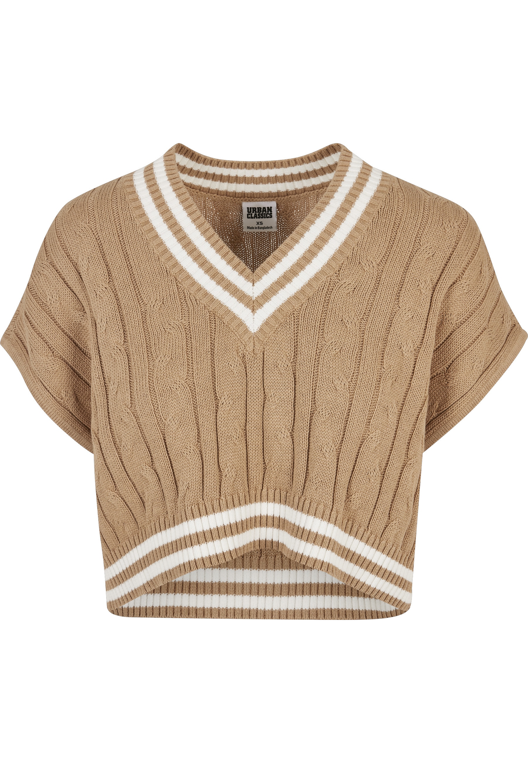URBAN CLASSICS Rundhalspullover "Urban Classics Damen Ladies Cropped Knit College Slipover" 1 Stk.