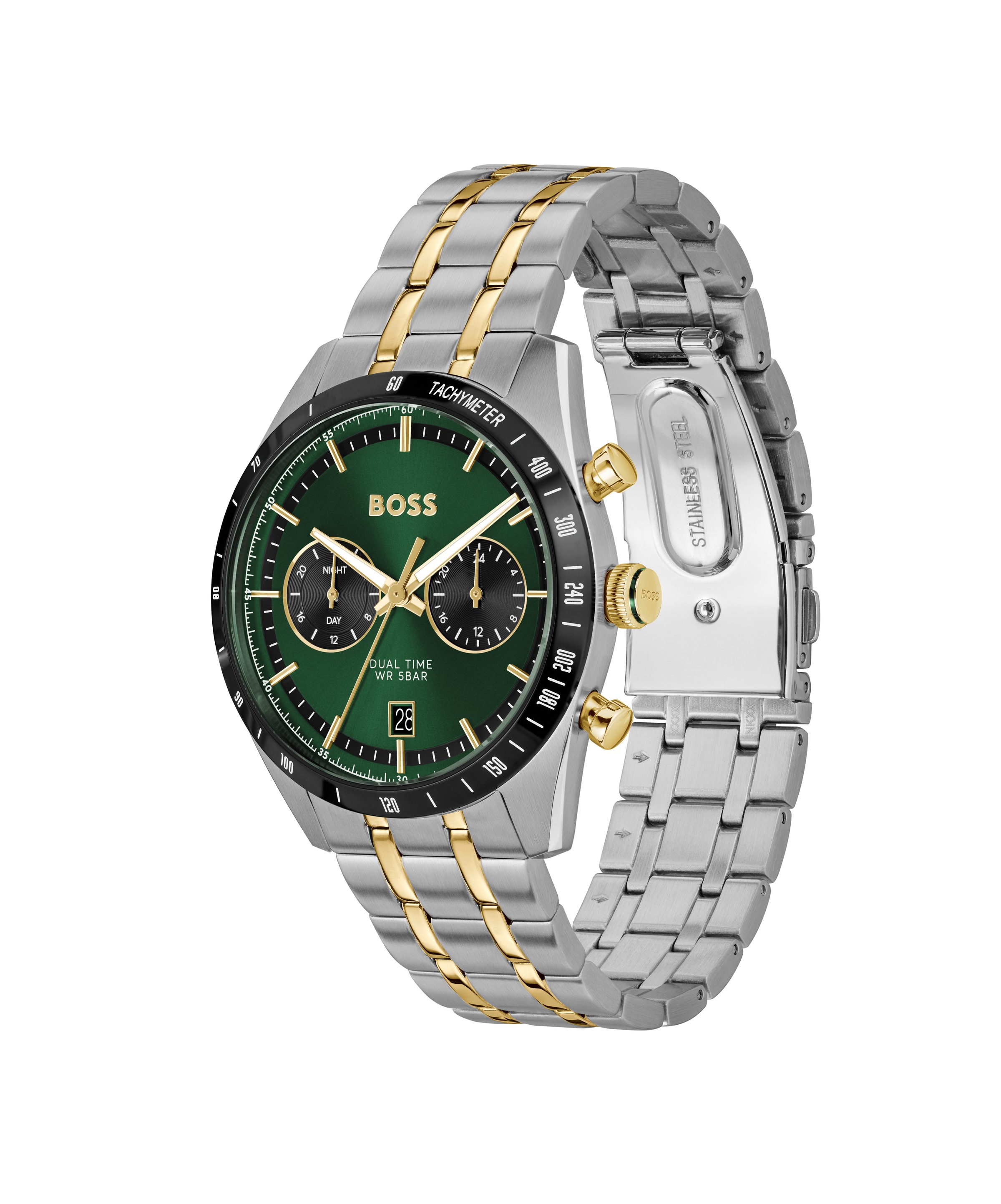 BOSS Multifunktionsuhr »TOURMASTER«, Quarzuhr, Armbanduhr, Herrenuhr, Edelstahlarmband, analog, Tag